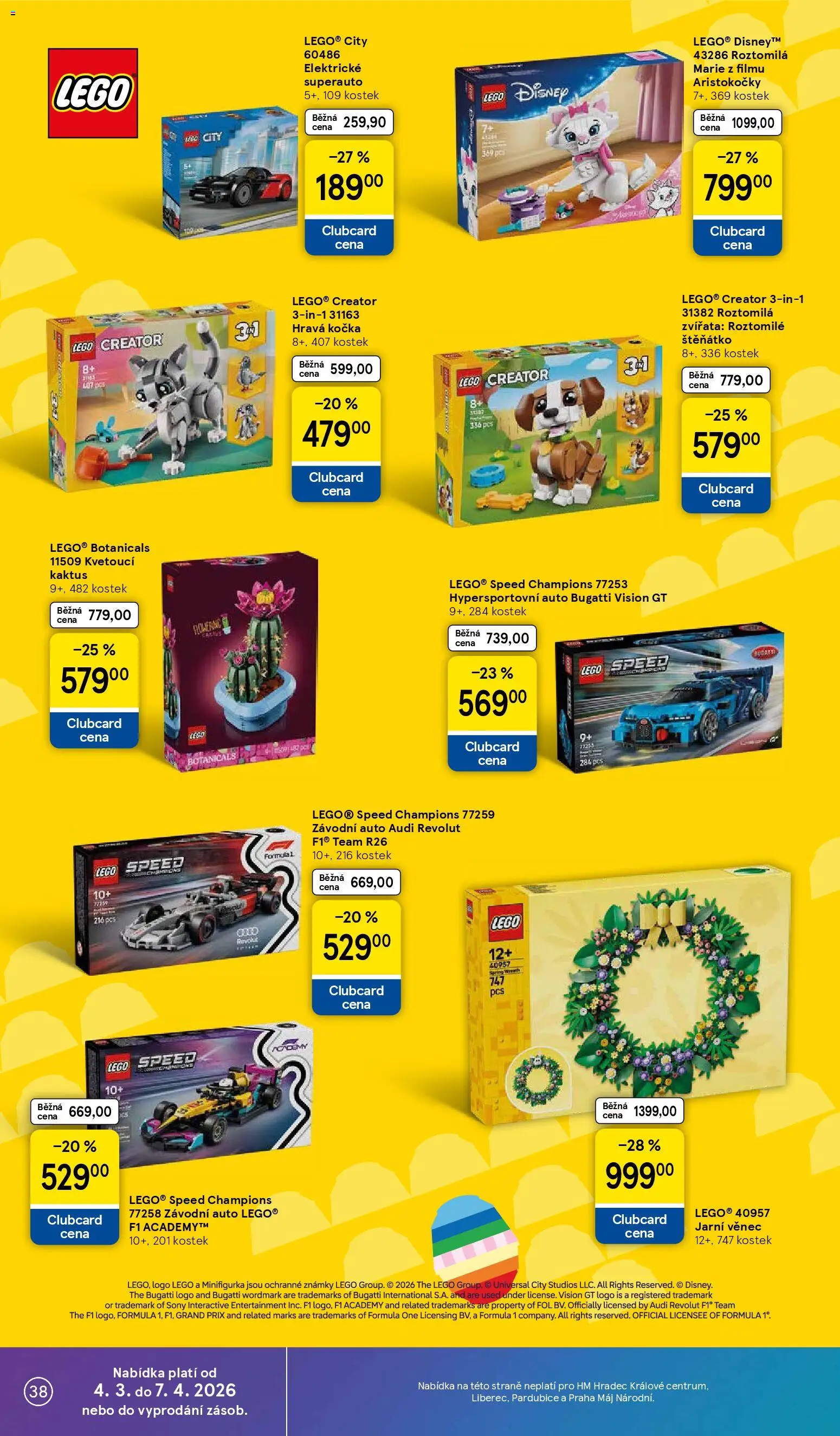 Tesco leták - Hypermarket od 25.03.2026 | Strana: 38 | Produkty: LEGO, Bugatti, Známky