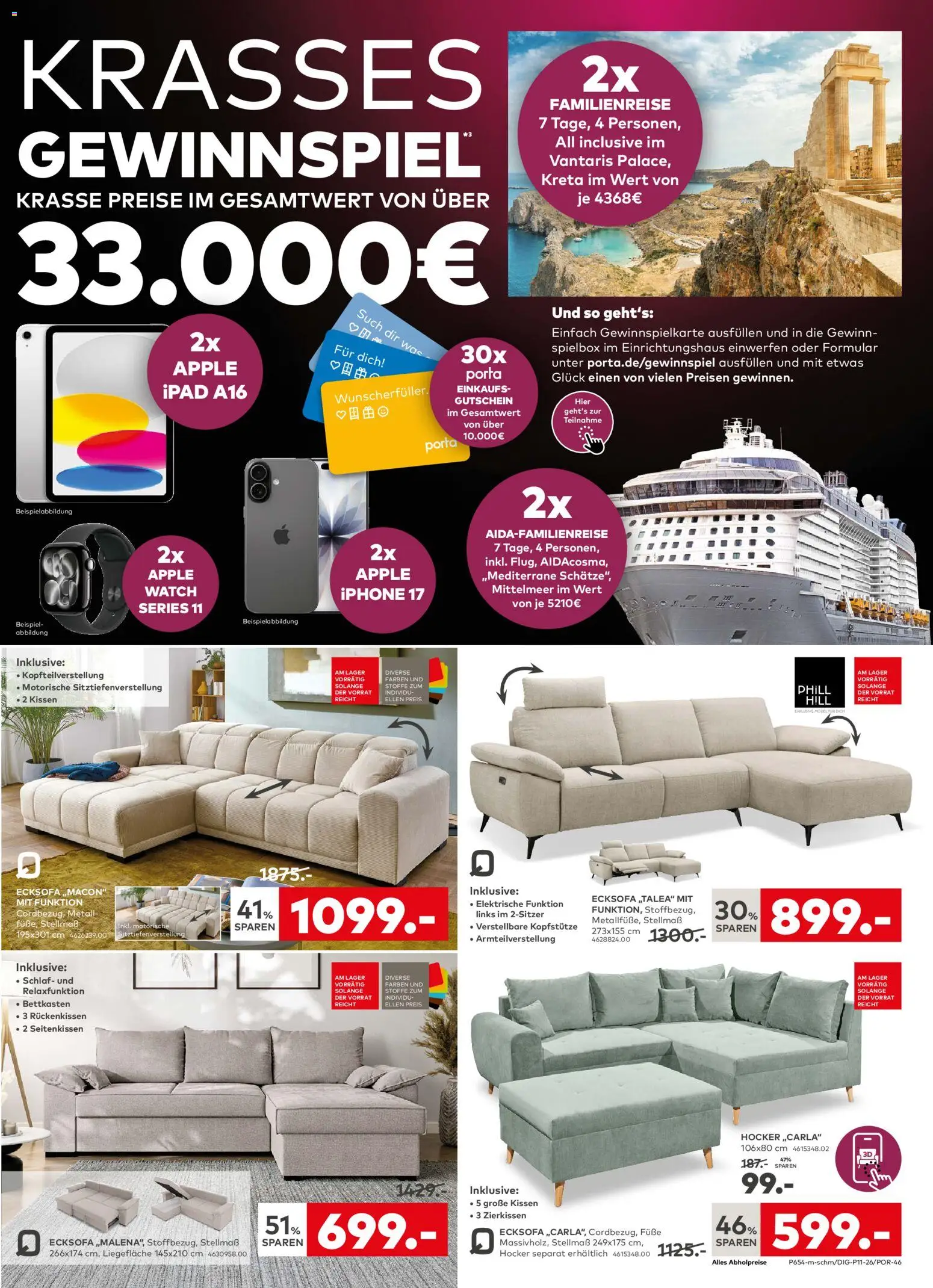 Porta! Prospekt 	 – gültig ab 01.03.2026 | Seite: 3 | Produkte: Ecksofa, Kissen, Ipad, Apple