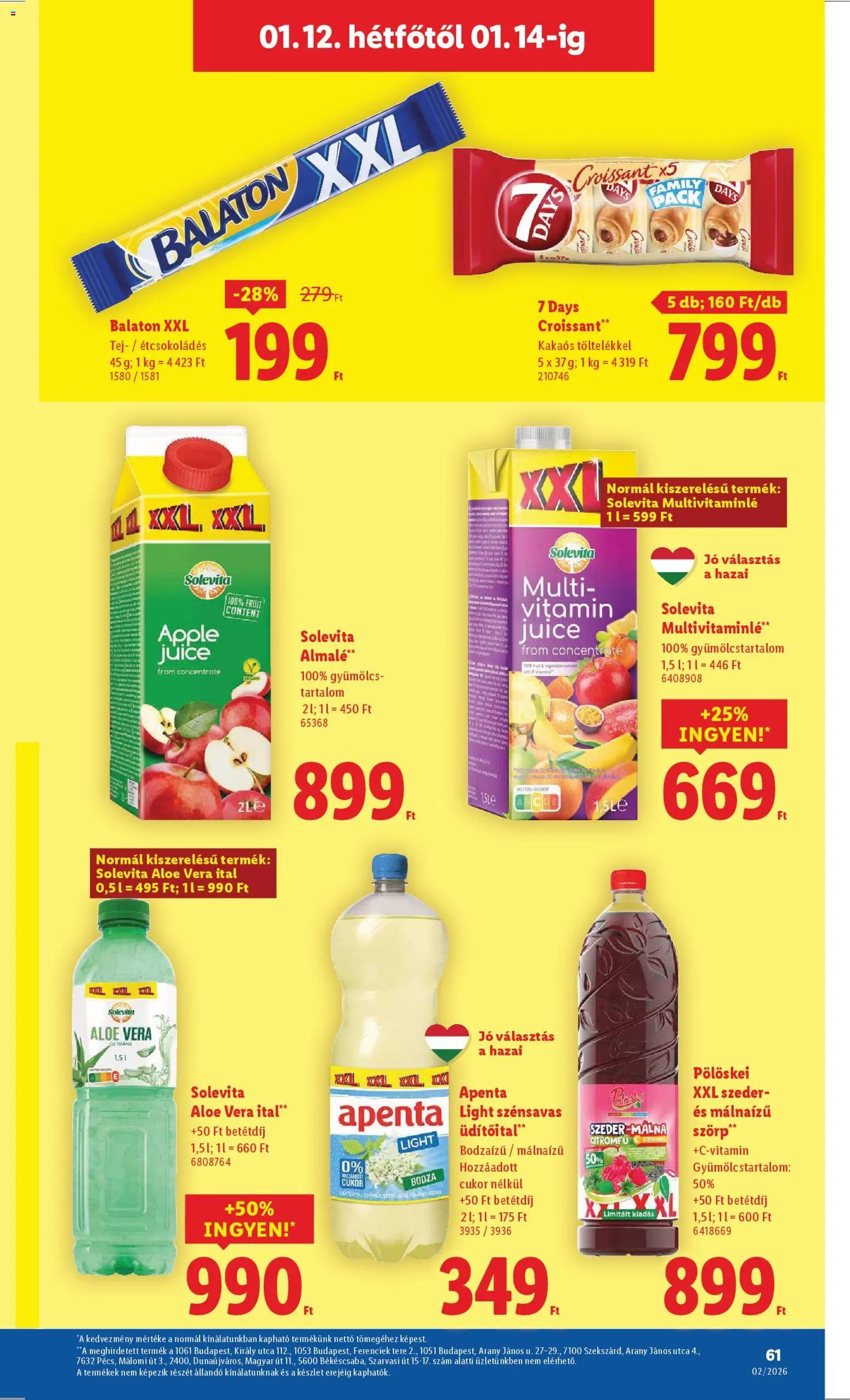 Lidl akciós ujság - amely érvényes a következő dátumtól: 08.01.2026 | Oldal: 61 | Termékek: Szörp, Croissant, Aloe vera, Multivitamin