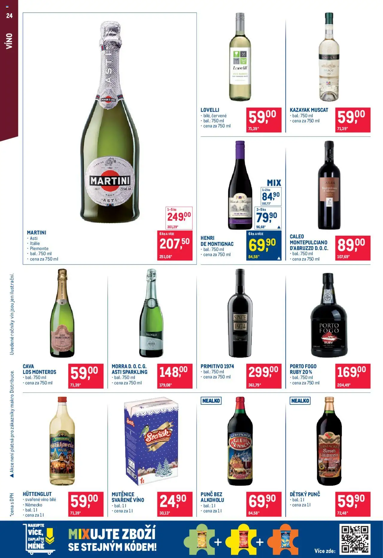 Makro leták - Pro milovníky jídla od 24.09.2025 | Strana: 24 | Produkty: Svařák, Víno, Martini, Primitivo