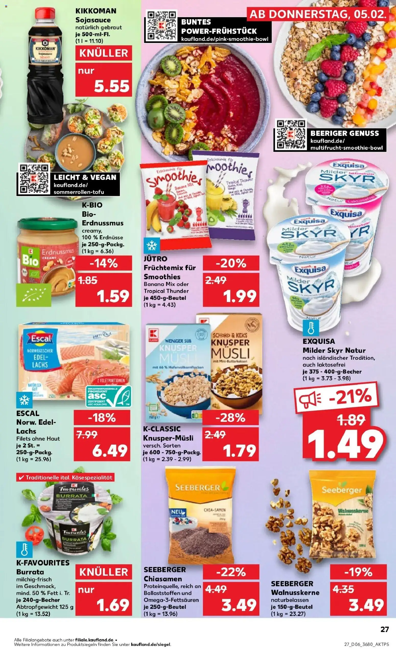 Kaufland prospekt Arnstadt	 – gültig ab 09.02.2026 | Seite: 27 | Produkte: Musli, Skyr, Exquisa, Burrata