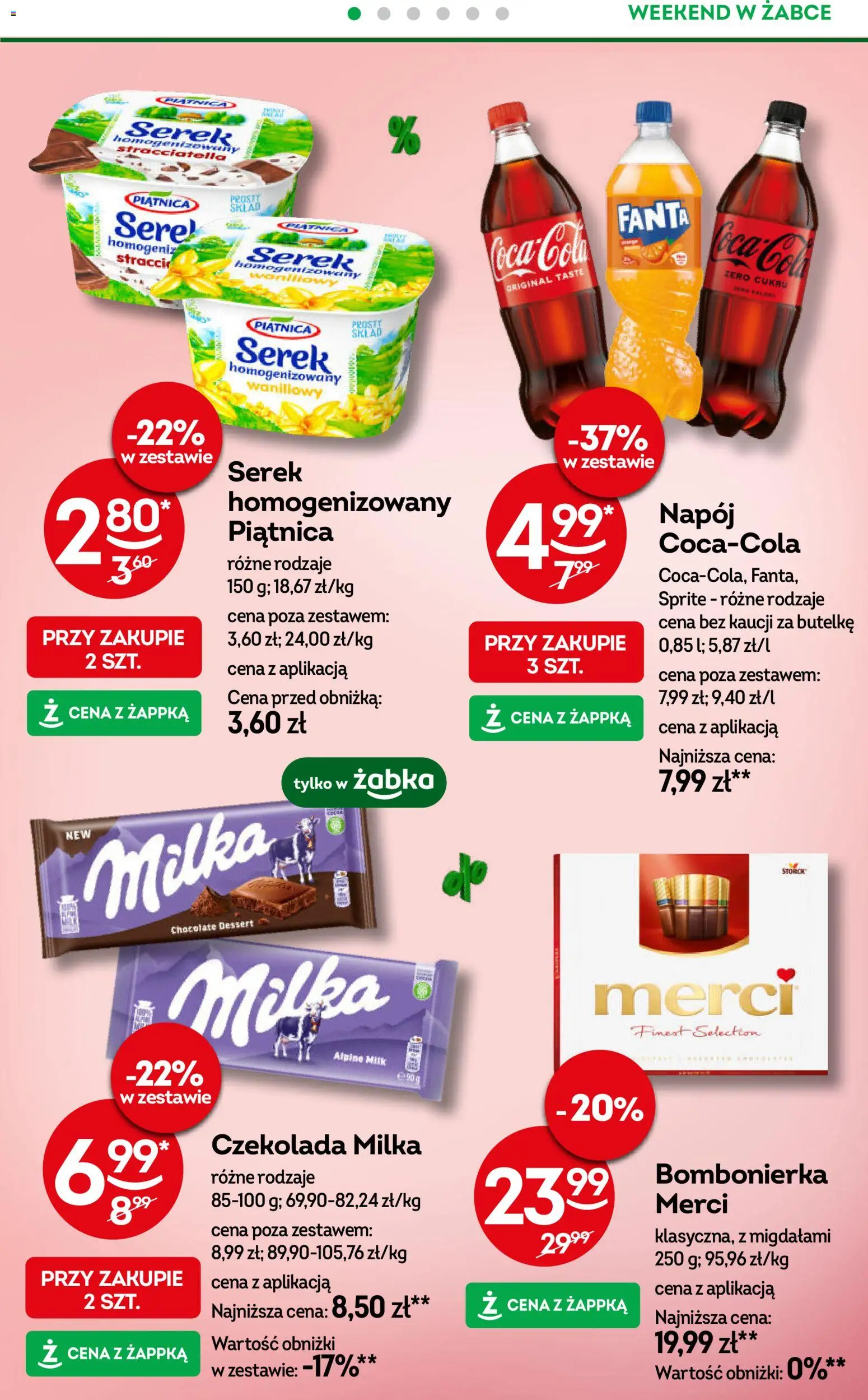 Żabka gazetka - Weekendowe promocje od 06.03.2026 | Strona: 2 | Produkty: Serek, Bombonierka, Merci, Milka