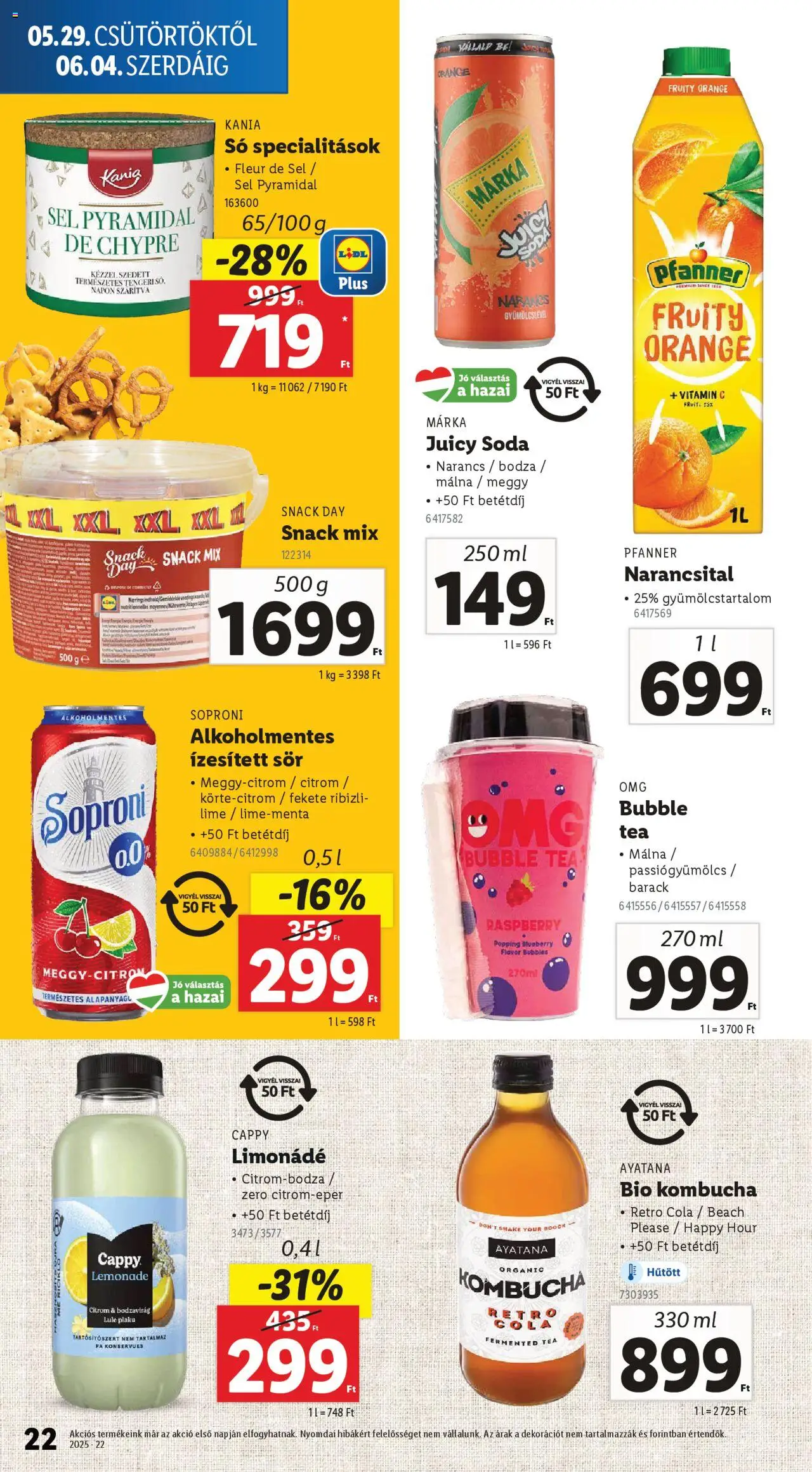 Lidl akciós ujság - amely érvényes a következő dátumtól: 29.05.2025 | Oldal: 22 | Termékek: Meggy, Cola, Vitamin c, Narancs