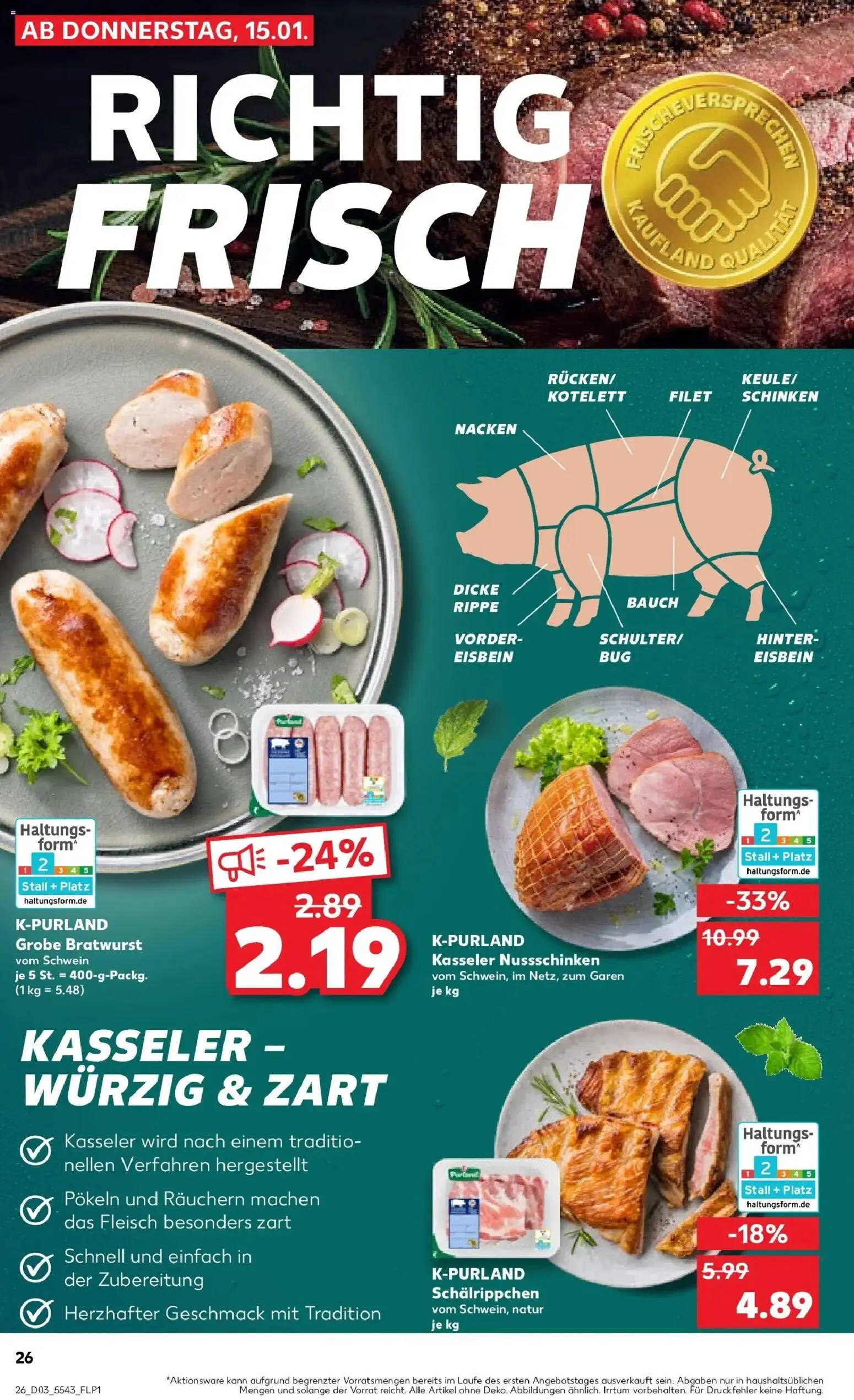Kaufland prospekt Alsdorf	 – gültig ab 15.01.2026 | Seite: 26 | Produkte: Bratwurst, Schinken, Fleisch