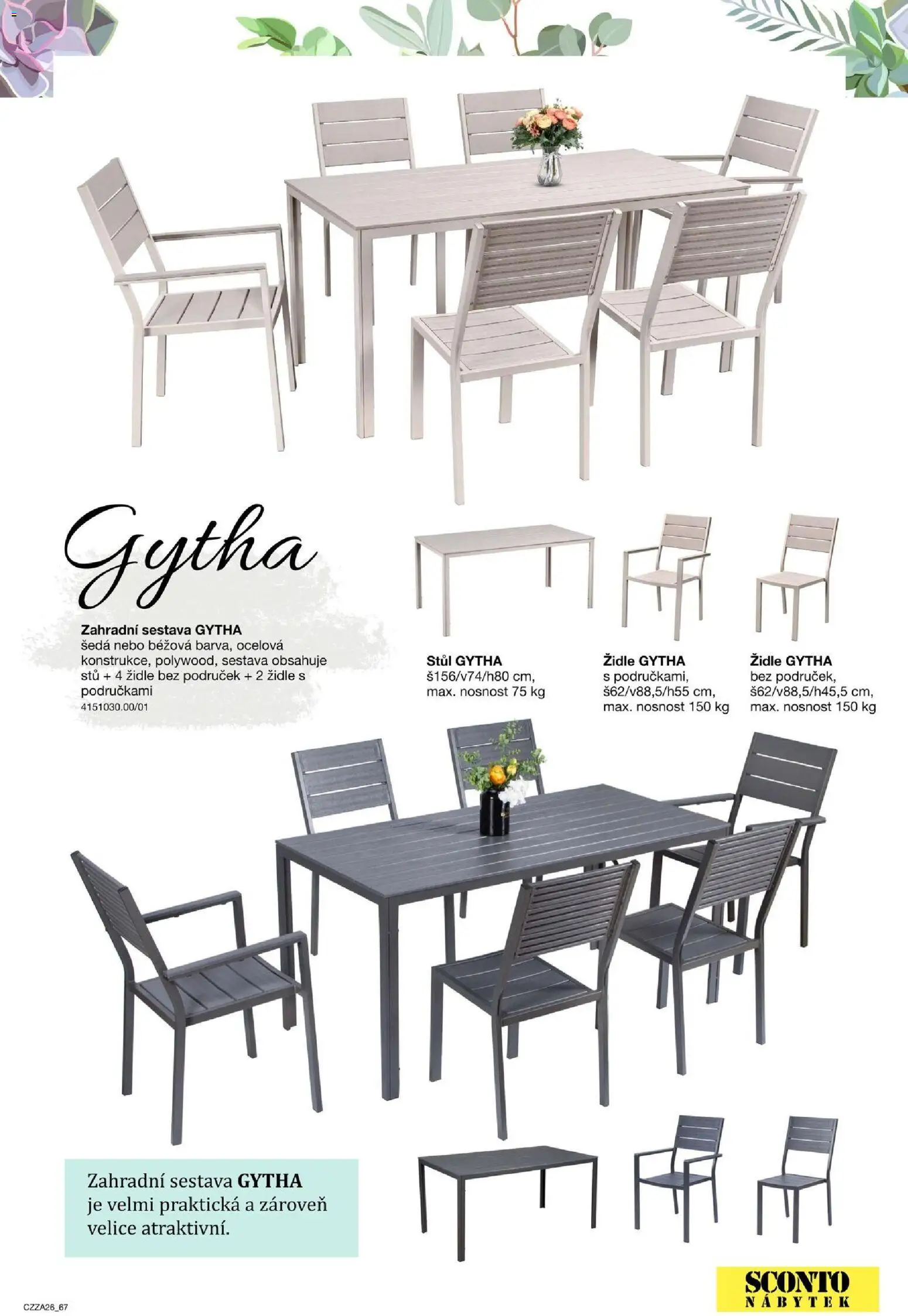 Sconto nábytek katalog - Zahradní speciál od 01.01.2026 | Strana: 67 | Produkty: Nábytek, Stůl, Židle