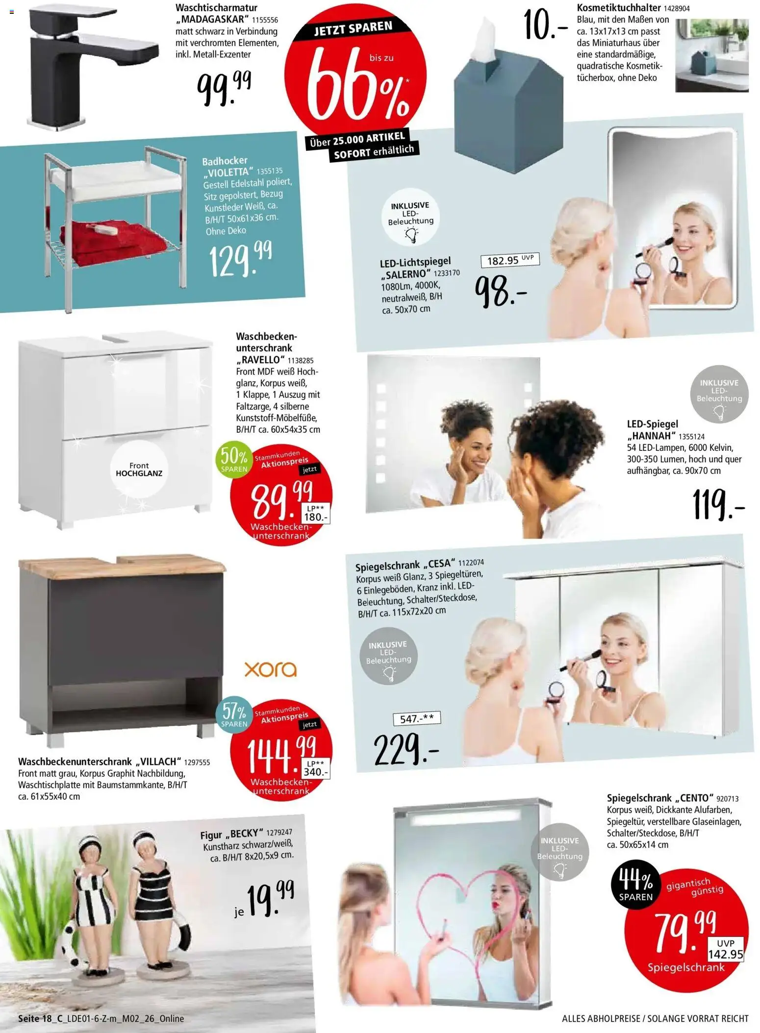 Zurbrüggen - Zurbrüggen: Unschlagbar günstig – gültig ab 26.01.2026 | Seite: 44 | Produkte: Waschbecken, Badhocker, Spiegelschrank, Unterschrank