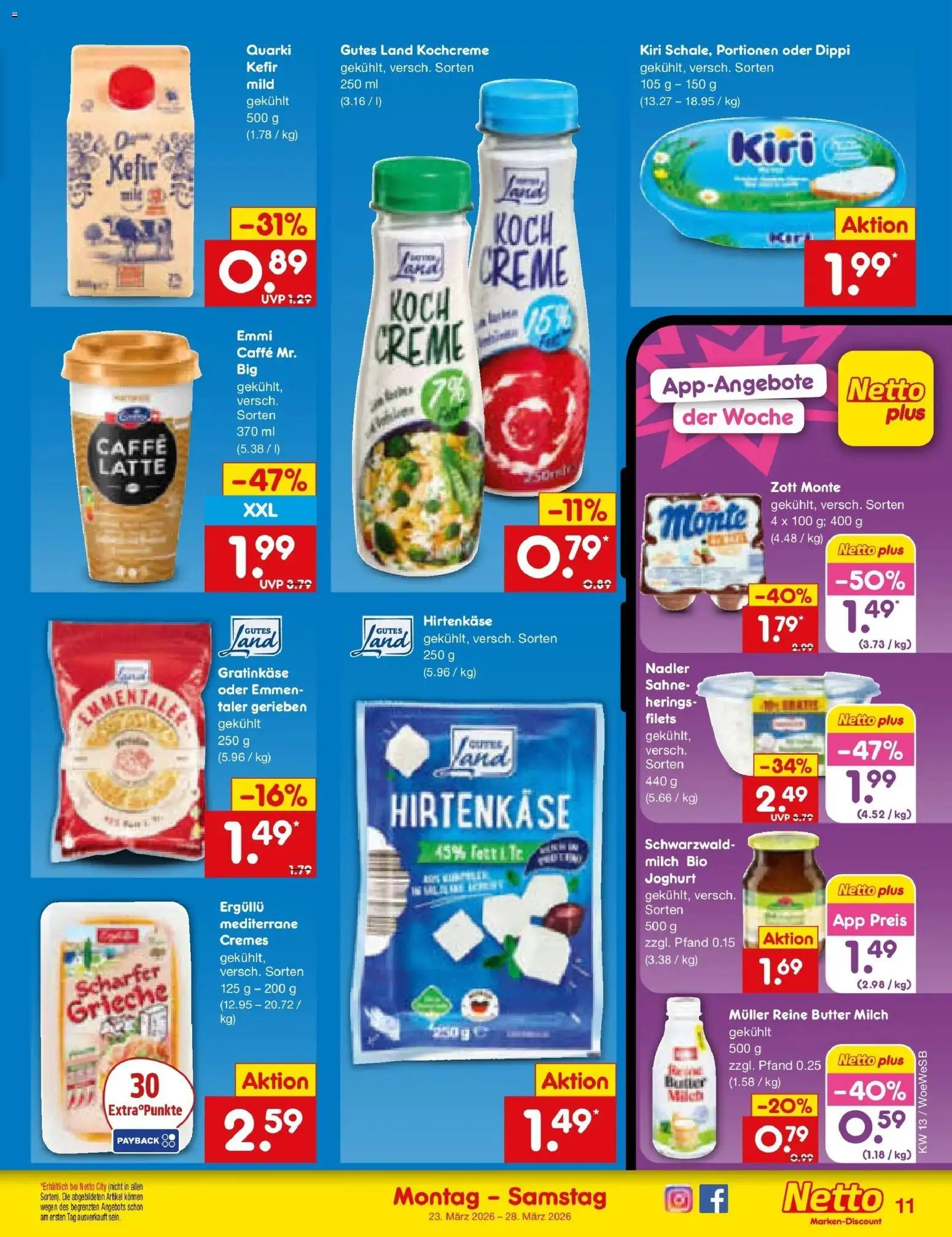 Netto Marken-Discount Prospekt Katzweiler	 – gültig ab 23.03.2026 | Seite: 11 | Produkte: Kefir, Joghurt, Creme, Sahne
