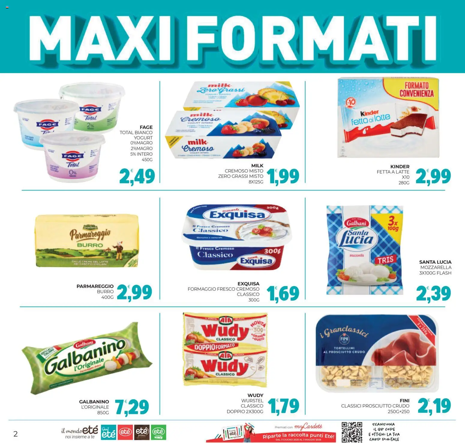Volantino Eté del 27.02.2026 | Pagina: 2 | Prodotti: Prosciutto Crudo, Yogurt, Formaggio, Burro