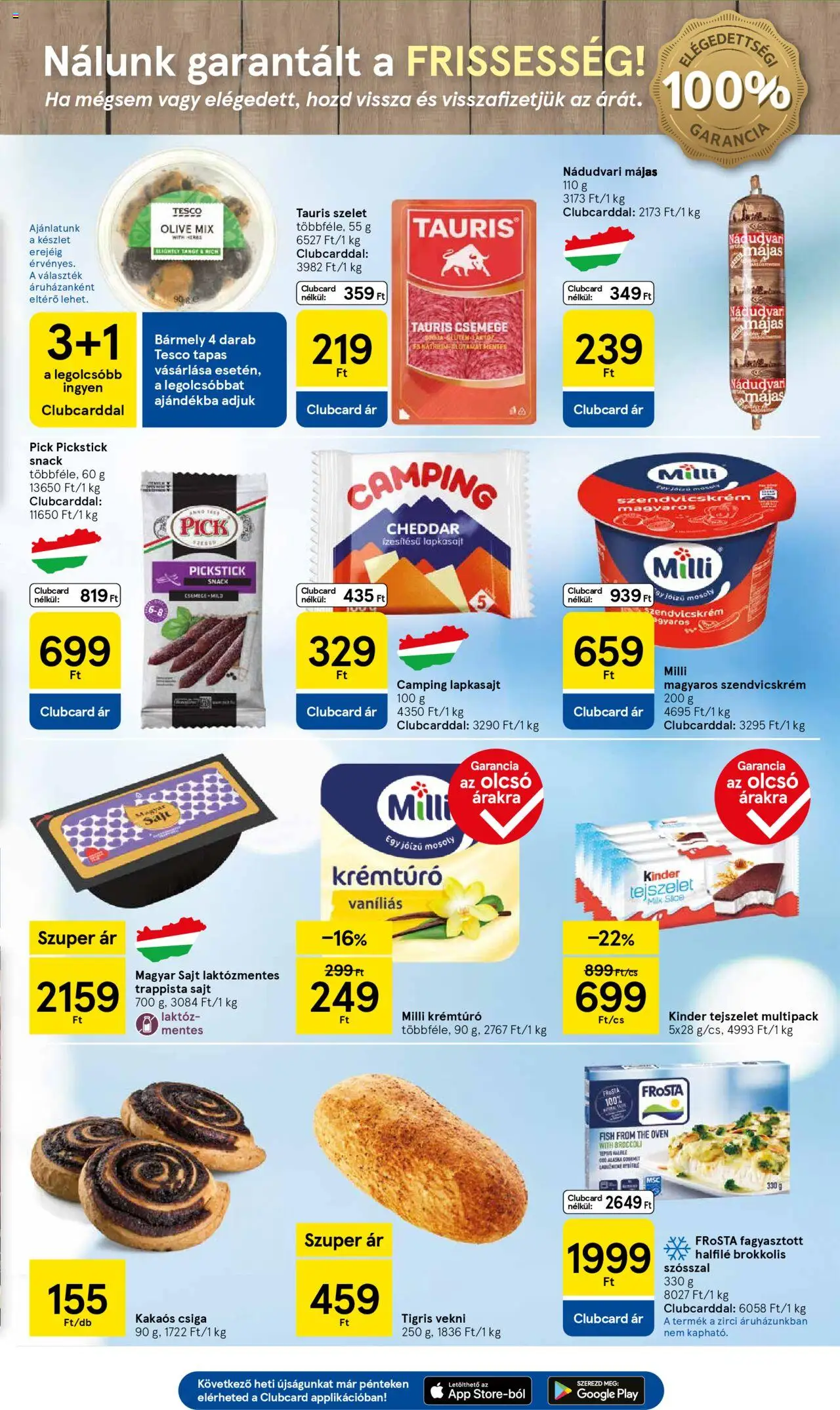 Tesco akciós ujság - amely érvényes a következő dátumtól: 02.10.2025 | Oldal: 3 | Termékek: Lapkasajt, Krémtúró, Kakaós csiga, Trappista sajt