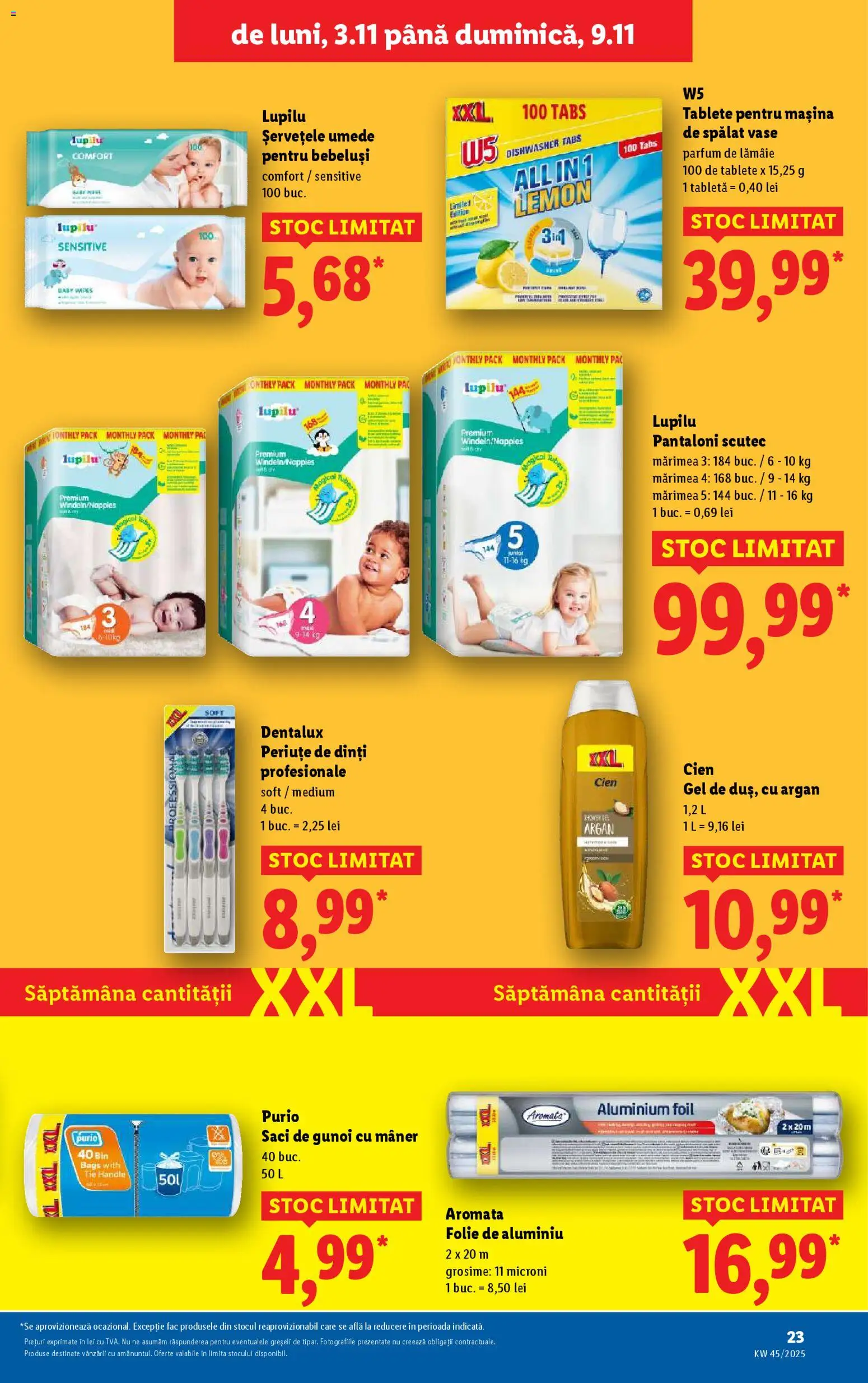 Noul catalog Lidl – valabil de la 03.11.2025 | Pagină: 23 | Produse: Mașină De Spălat Vase, Mâner, Parfum, Șervețele umede