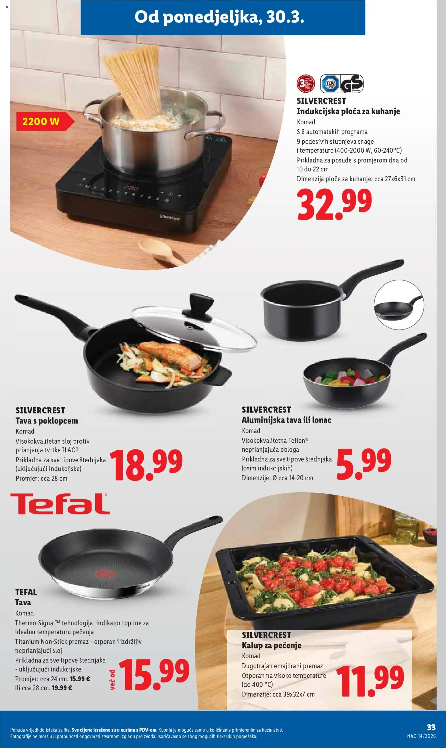 Lidl katalog | vrijedi od 30.03.2026 | Stranica: 33 | Proizvodi: Pan, Tava, Lonac, Ploča za kuhanje