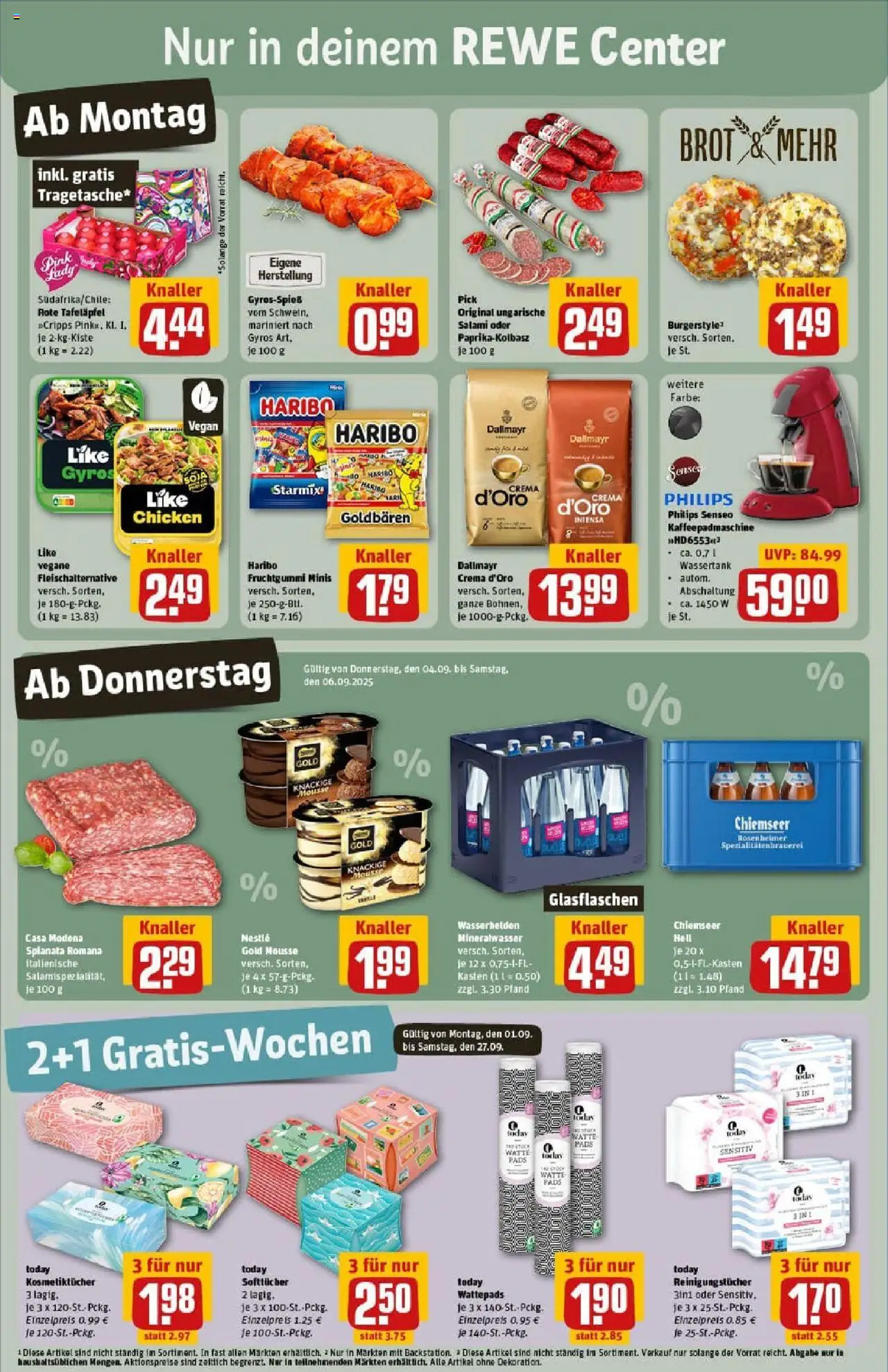 Rewe prospekt Geesthacht	 – gültig ab 01.09.2025 | Seite: 3 | Produkte: Mineralwasser, Gyros, Reinigungstücher, Brot