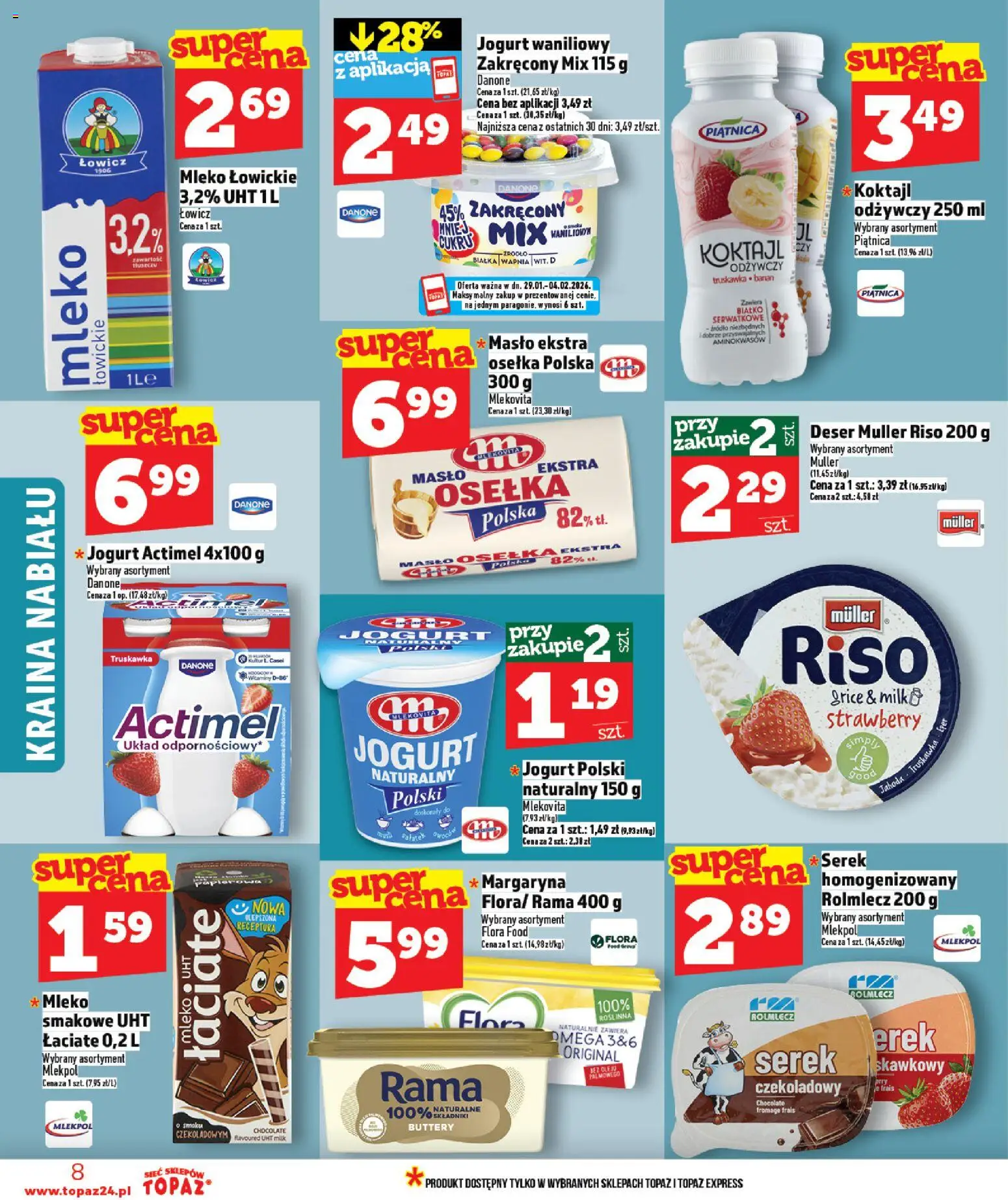 Topaz Gazetka - Ceny małe na stałe od 29.01.2026 | Strona: 8 | Produkty: Osełka, Margaryna, Masło, Banan