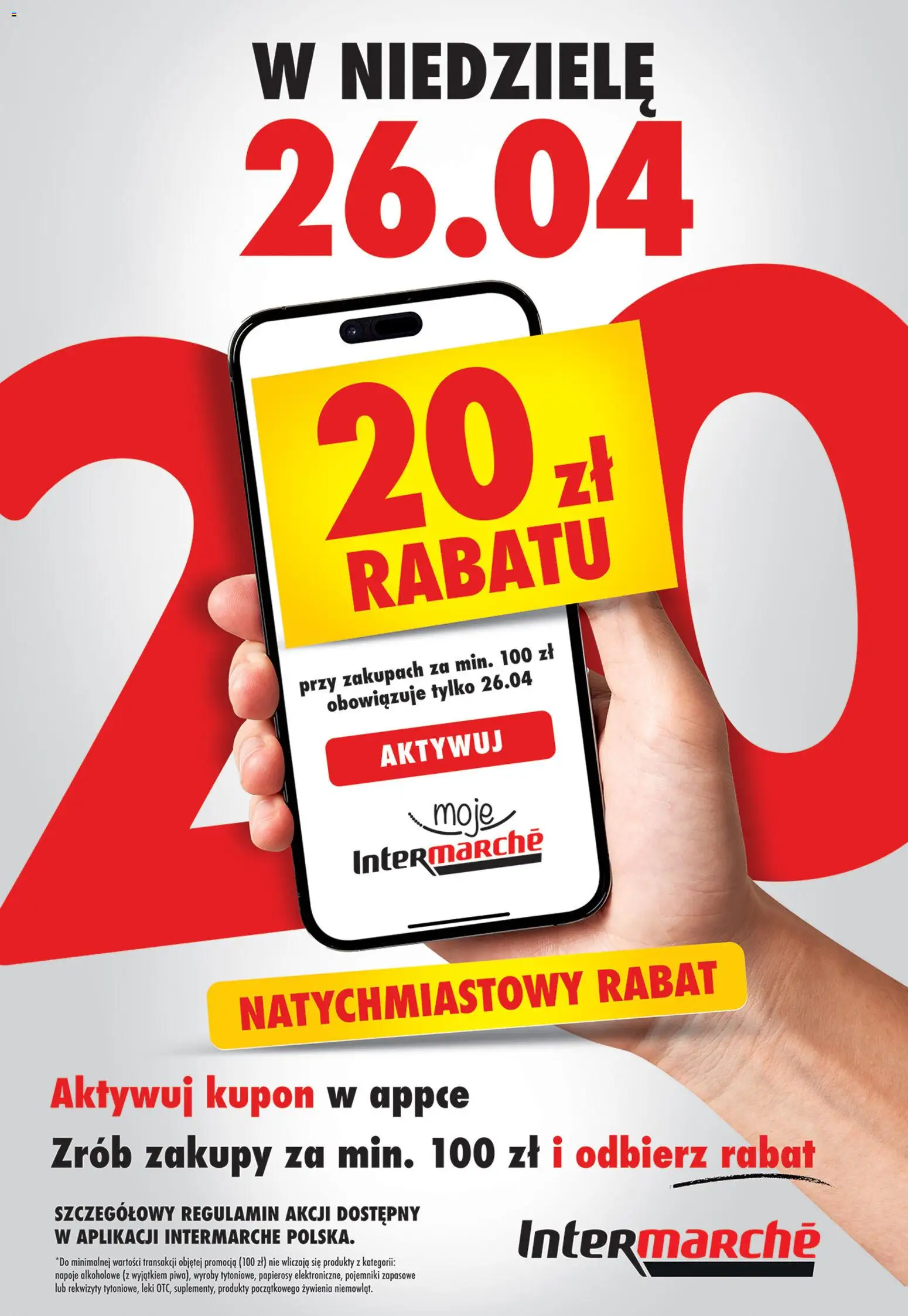 Intermarche konkurs - W niedzielę 26.04 zgarnij E-BON 20 zł od 22.04.2026 | Strona: 1 | Produkty: Napoje