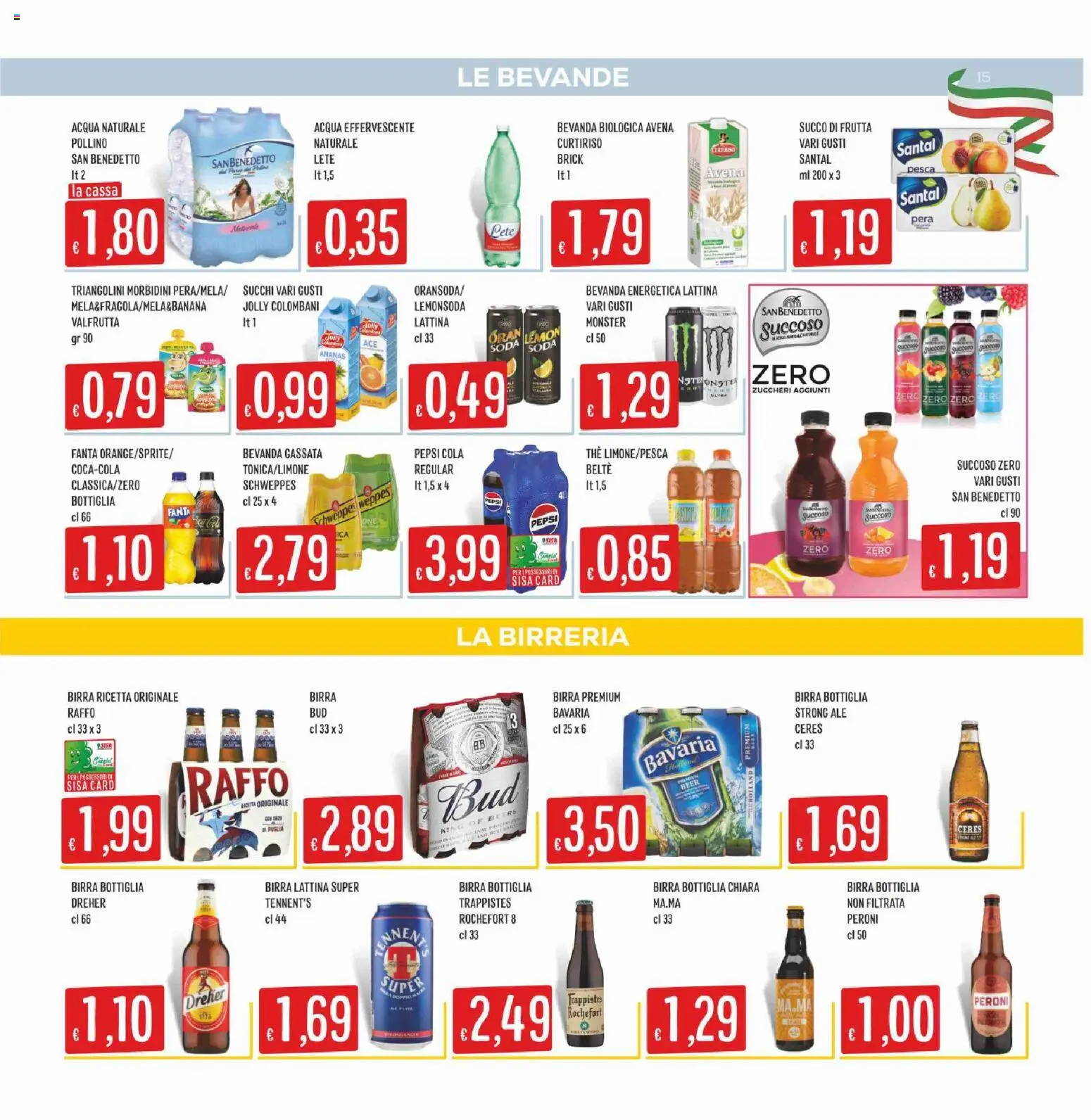 Volantino SISA del 16.04.2026 | Pagina: 15 | Prodotti: Tennent's, Acqua, Pepsi, Bottiglia
