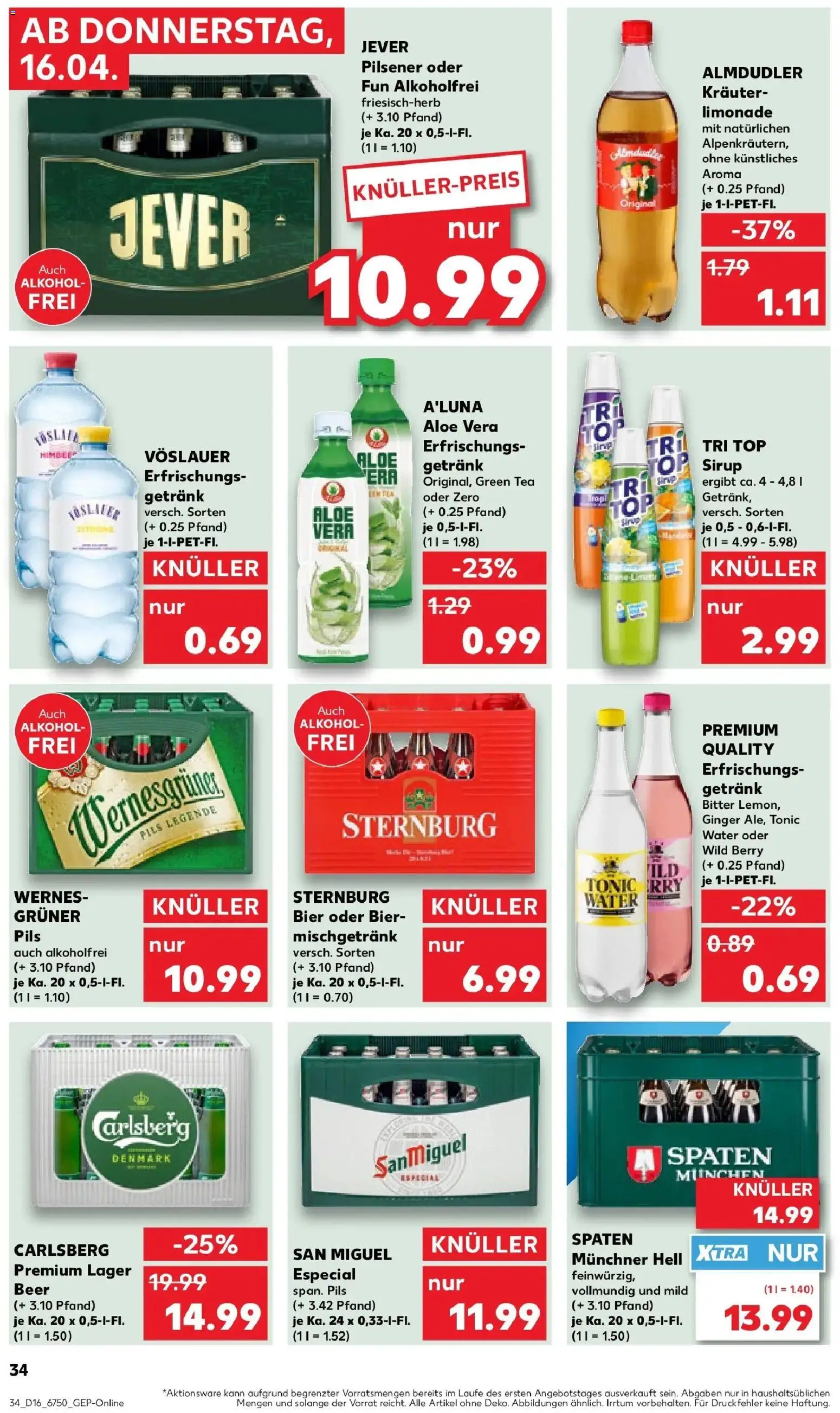 Kaufland Prospekt Zeulenroda	 – gültig ab 16.04.2026 | Seite: 34 | Produkte: Bier, Pils, Limonade, Jever