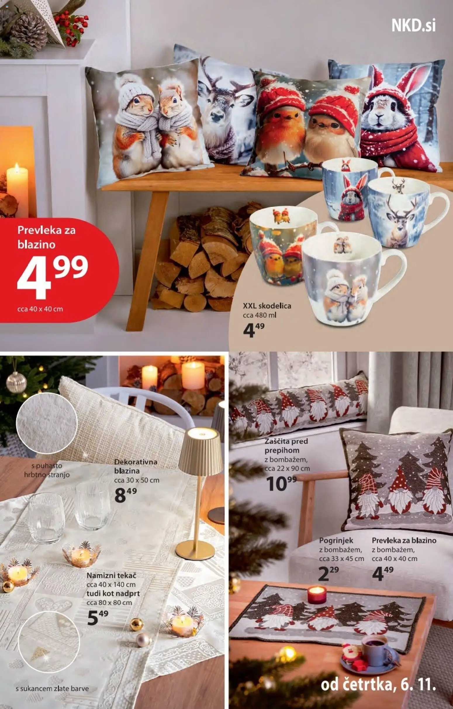 Novi NKD katalog ponudbe – veljaven od 06.11.2025 | Stran: 19 | Izdelki: Skodelica, Tekač, Prevleka, Blazina