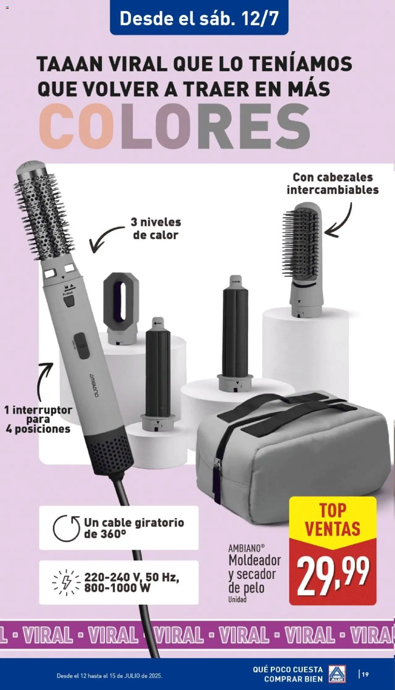 Aldi folleto Canarias │ válido desde el 07.07.2025 | Página: 19 | Productos: Cable, Secador de pelo