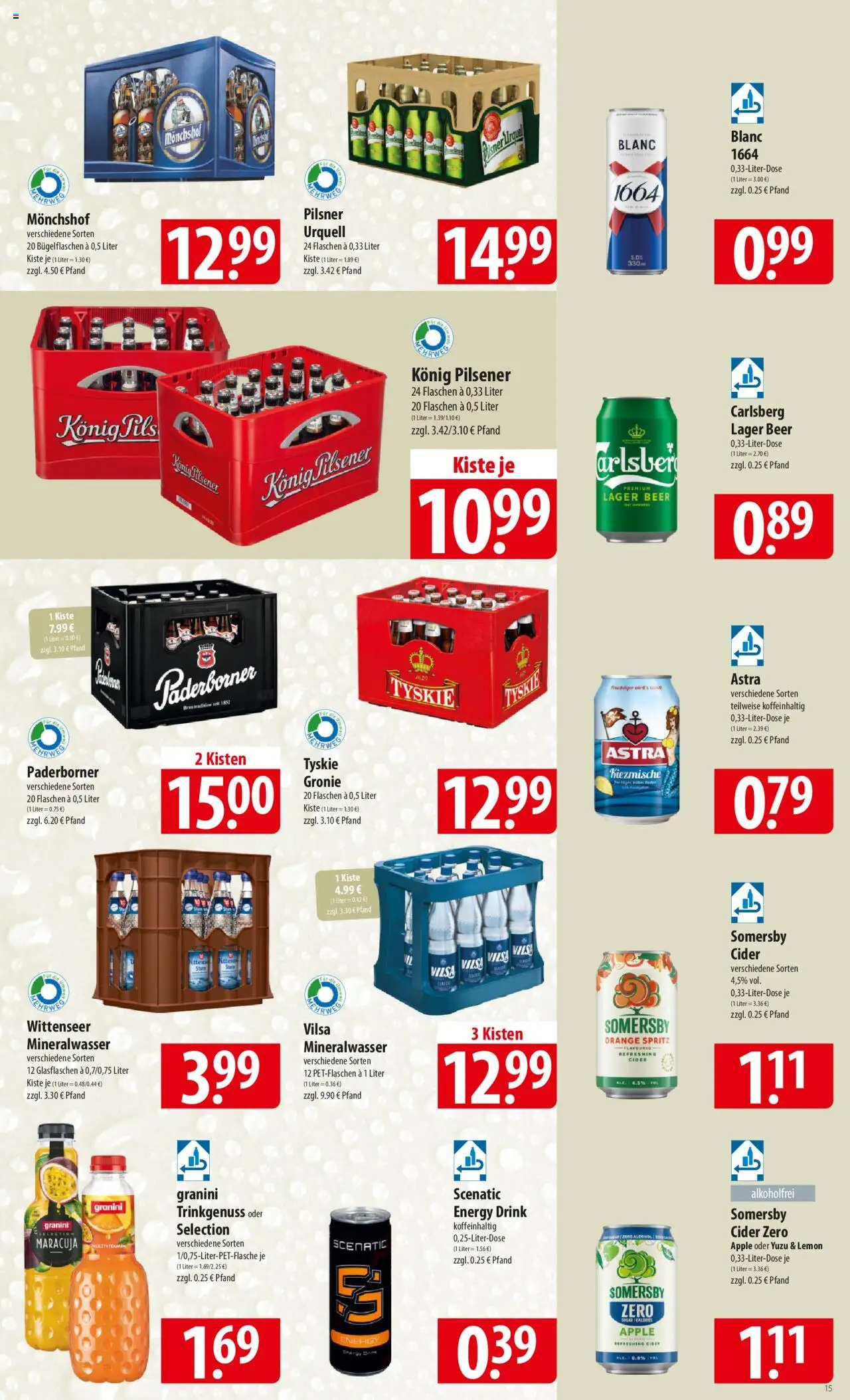Famila Prospekt 	 - gültig ab dem 30.06.2025 | Seite: 15 | Produkte: Tyskie, Energy, Apple, Pilsner urquell