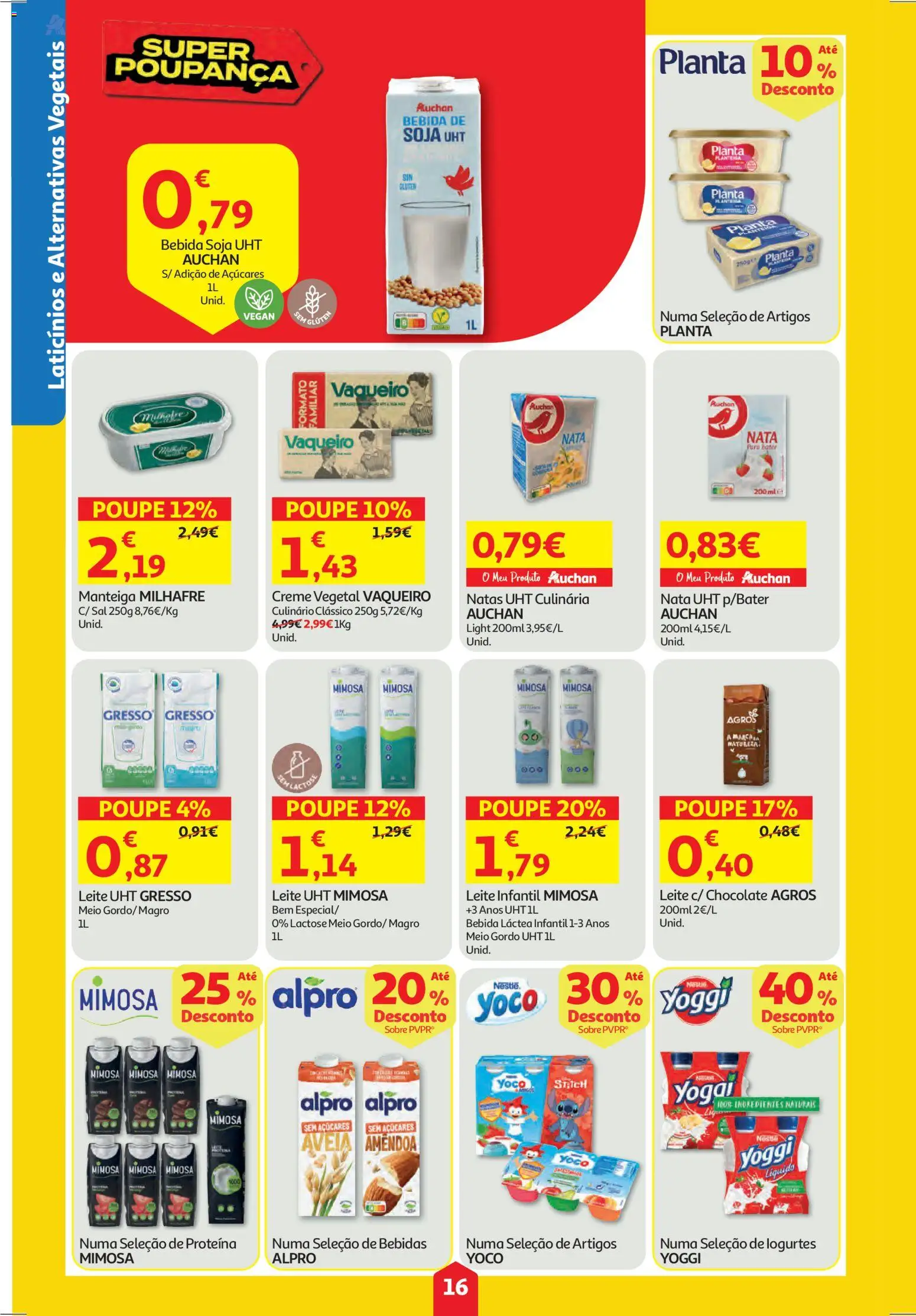 Auchan folheto │ válido de 15.01.2026 | Página: 16 | Produtos: Aveia, Manteiga, Nata, Bebida