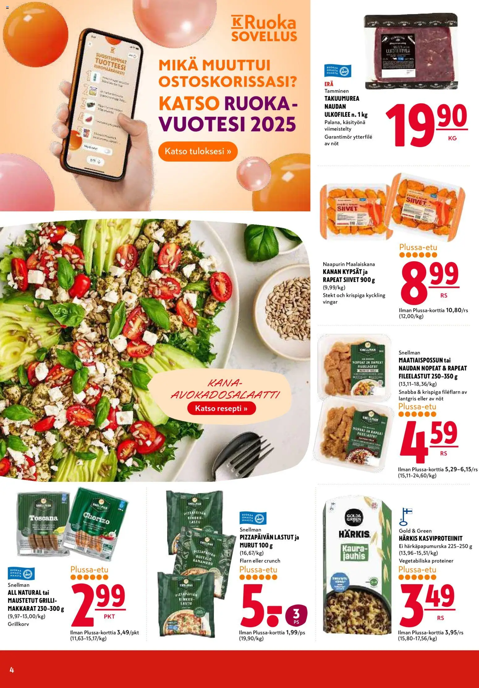 K-Citymarket tarjoukset – voimassa 29.12.2025 alkaen | Sivu: 4 | Tuotteet: Grilli, Kana, Kaura, Chorizo