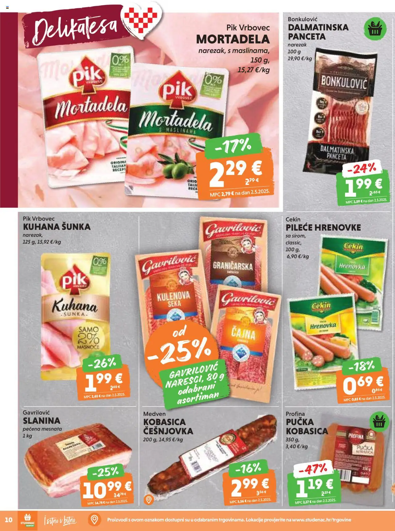 Studenac katalog | vrijedi od 15.10.2025 | Stranica: 10 | Proizvodi: Šunka, Narezak, Pik Vrbovec, Panceta