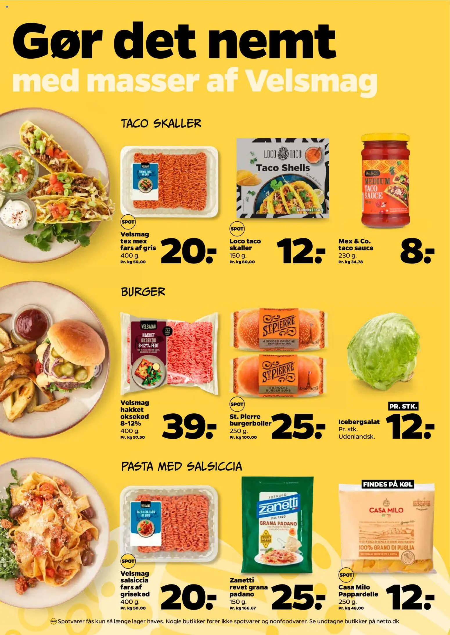 Netto tilbudsavis – gyldig fra 21.03.2026 | Side: 12 | Produkter: Pasta, Oksekød, Burgerboller, Icebergsalat