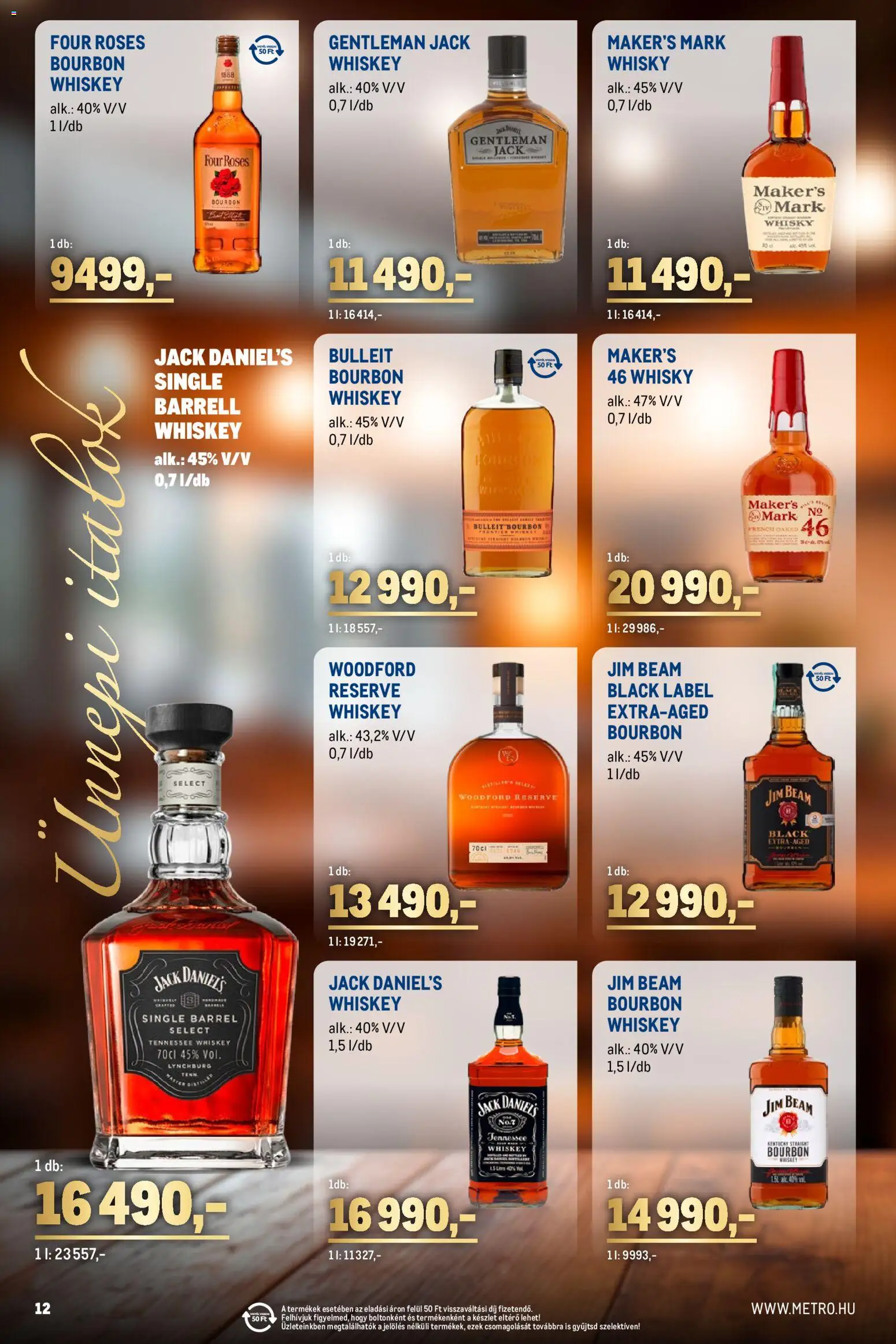 Metro akciós ujság - amely érvényes a következő dátumtól: 02.11.2025 | Oldal: 12 | Termékek: Lime, Whiskey, Bourbon, Whisky