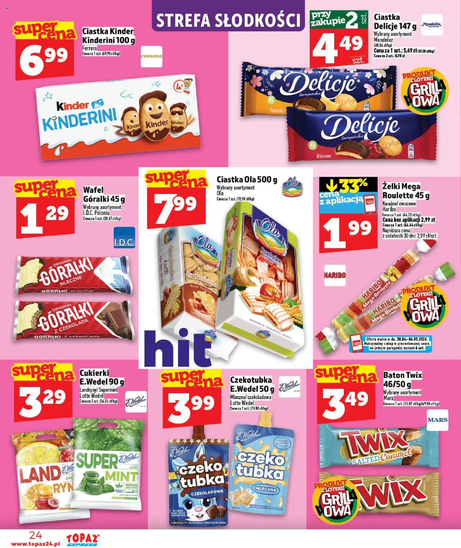 Topaz gazetka - Express od 30.04.2026 | Strona: 24 | Produkty: Czekoladowa, Grill, Czekolada, Cukierki