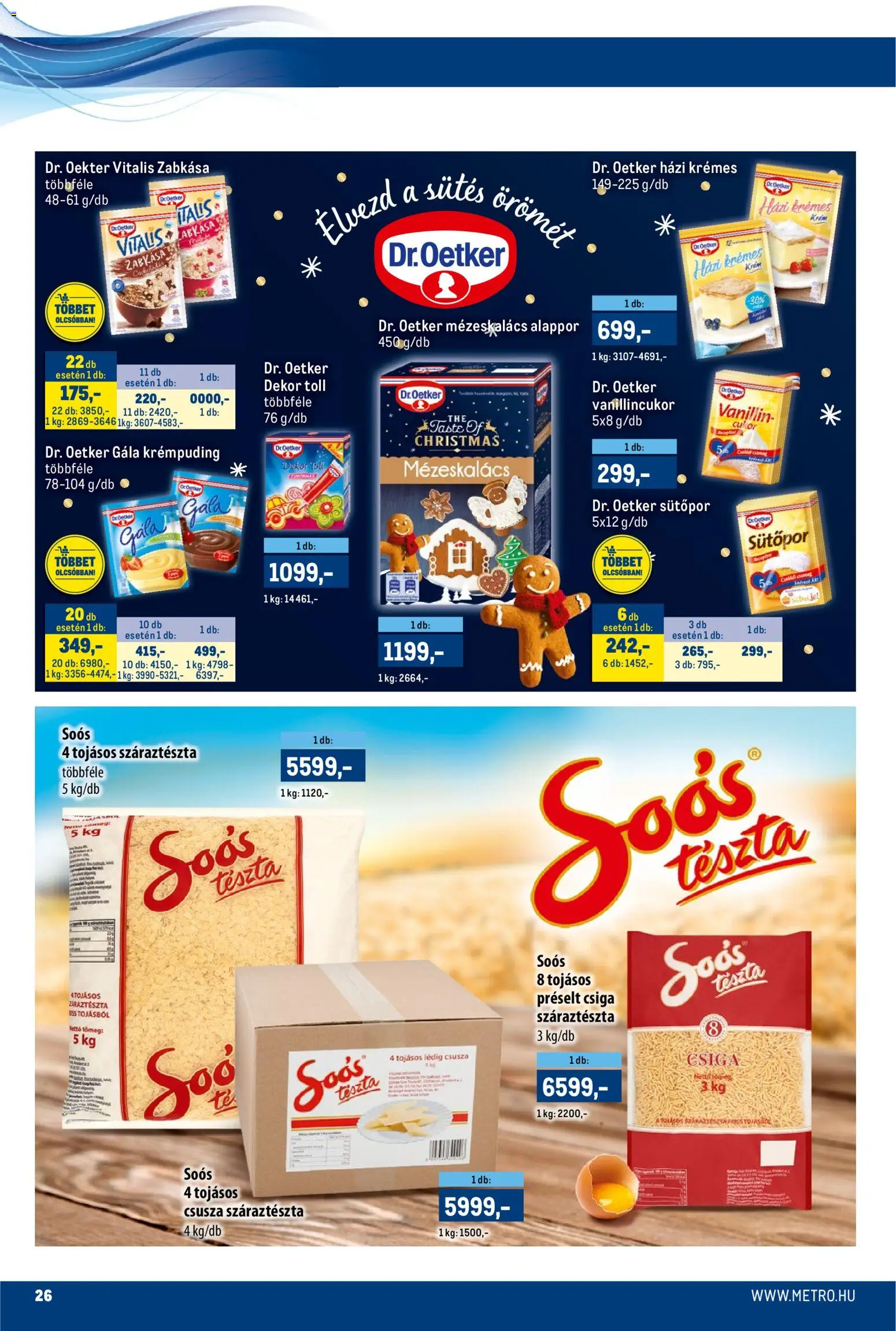 Metro akciós ujság - amely érvényes a következő dátumtól: 15.11.2025 | Oldal: 26 | Termékek: Sütőpor, Vanillincukor, Mézeskalács, Száraztészta