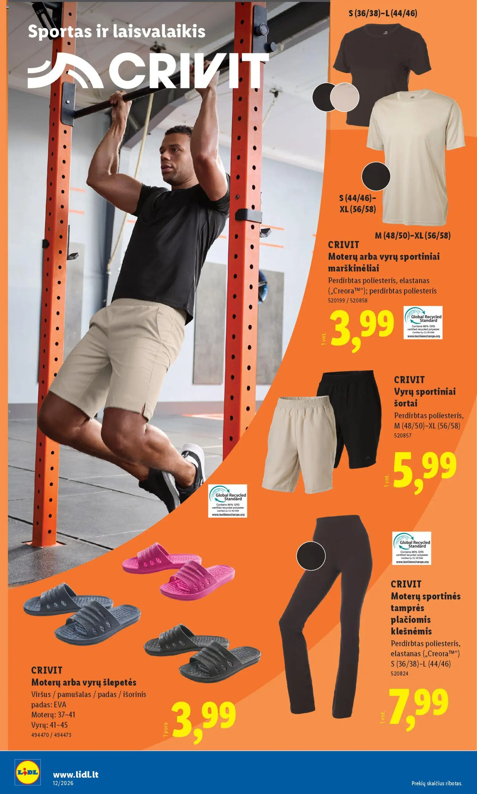 LIDL akcijos nuo 16.03.2026 | Puslapis: 18 | Prekių: Marškinėliai, Šortai, Tamprės, Šlepetės