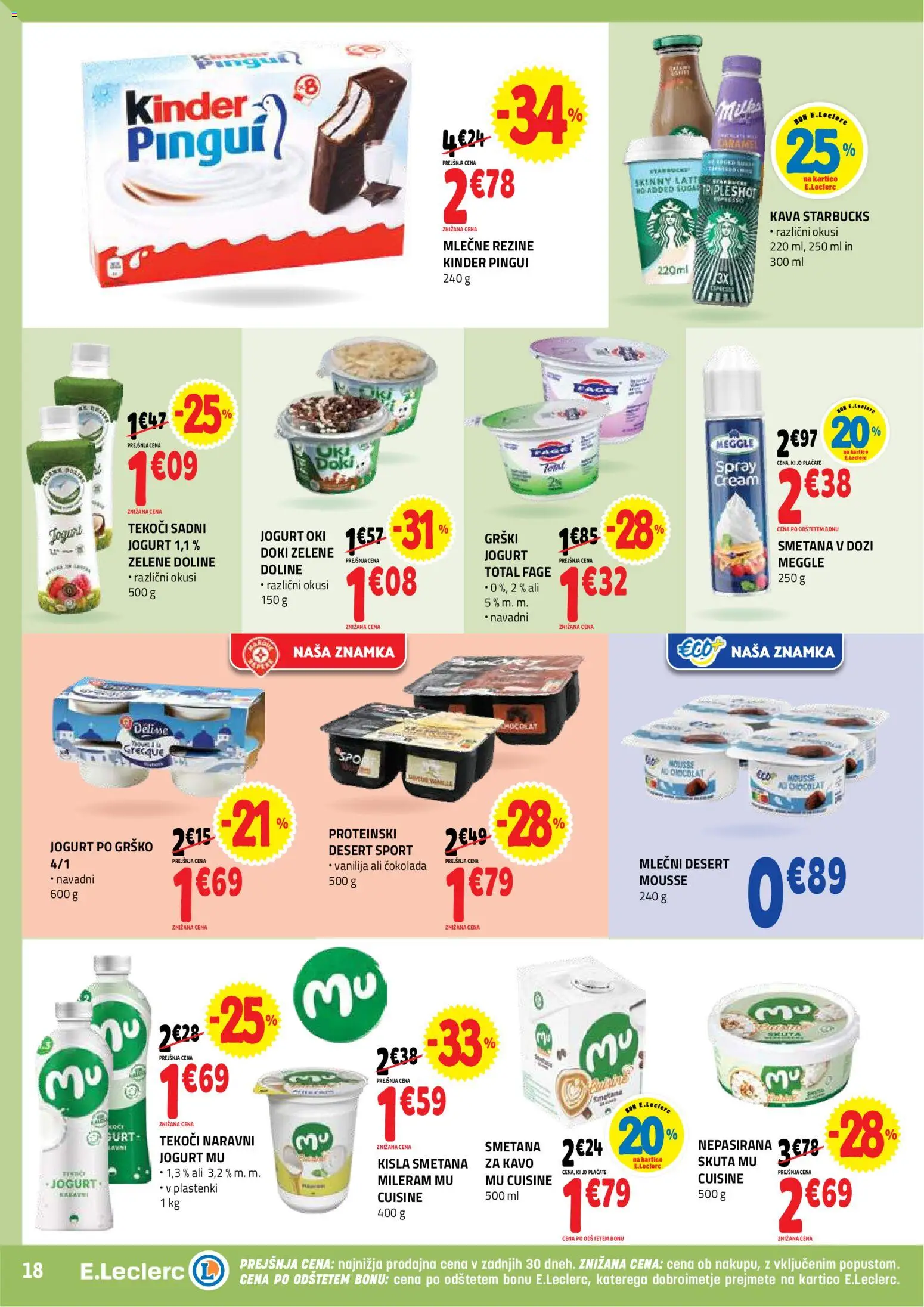 Novi E.leclerc katalog ponudbe – veljaven od 26.11.2025 | Stran: 18 | Izdelki: Cokolada, Kisla smetana, Smetana, Skuta