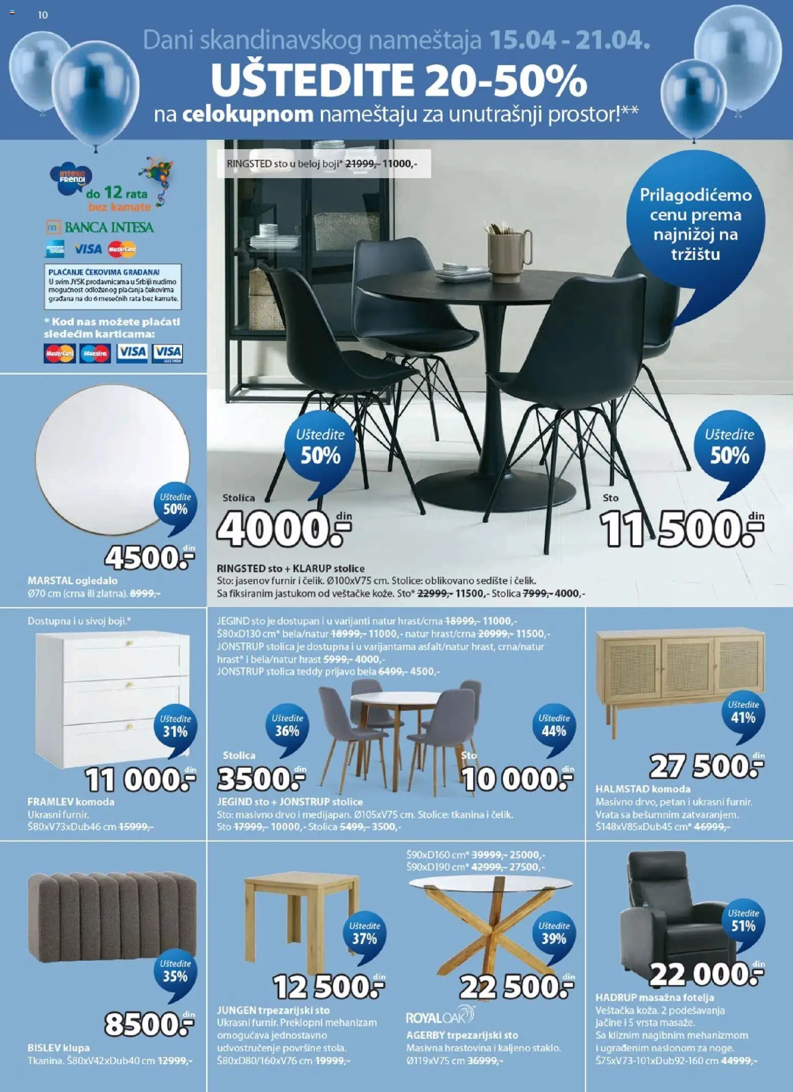 Jysk katalog - važi od 15.04.2026 | Strana: 10 | Proizvode: Masažna fotelja, Fotelja, Sto, Ogledalo