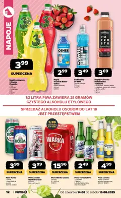 Netto gazetka od 14.08.2025 | Strona: 12 | Produkty: Napoje, Piwo, Kiwi, Cukier