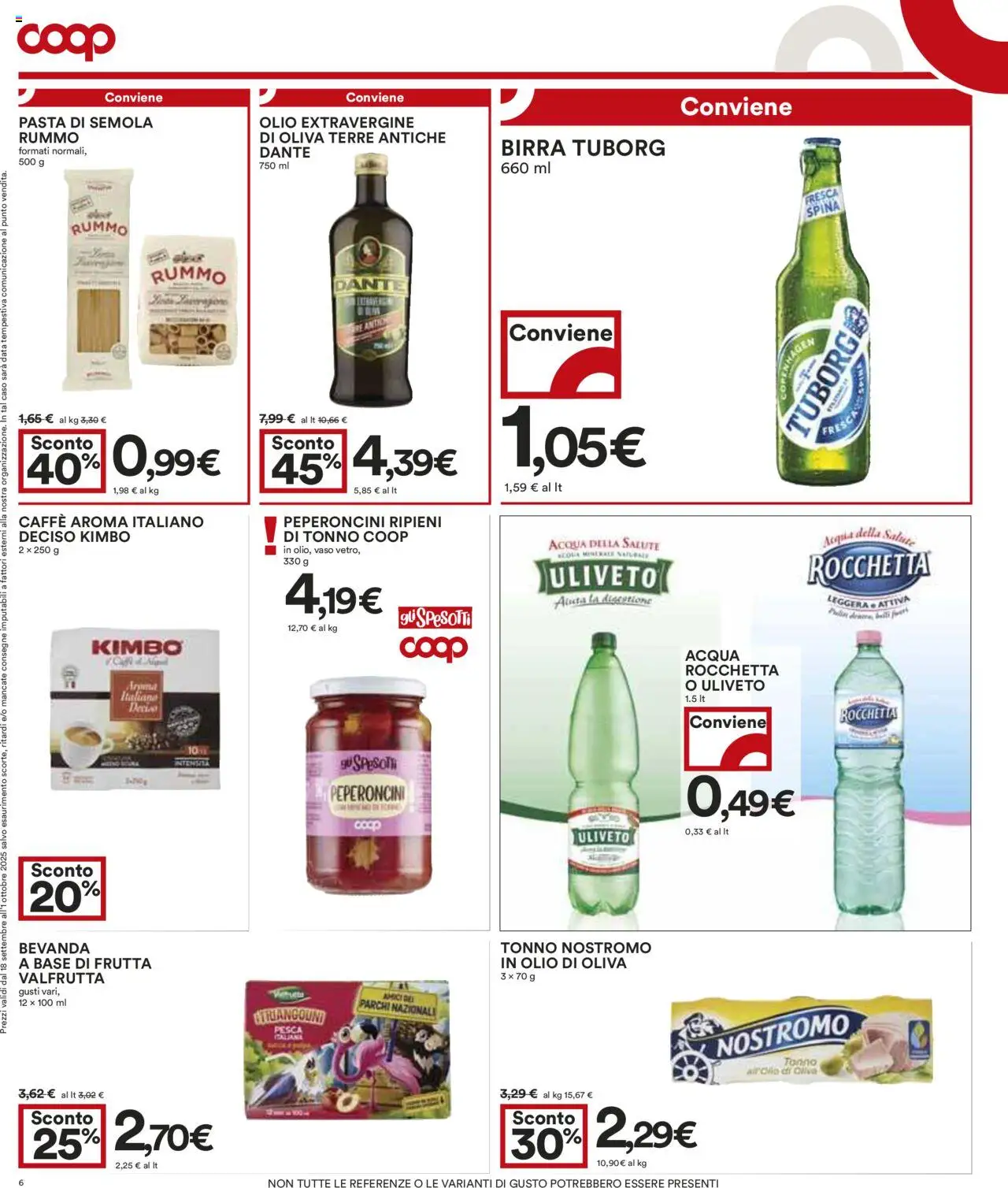 Volantino COOP del 18.09.2025 | Pagina: 6 | Prodotti: Caffè, Acqua, Olio, Data