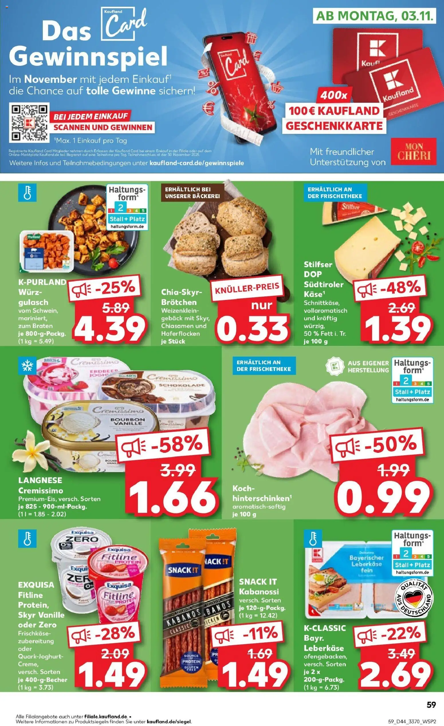 Kaufland prospekt Mühlhausen	 – gültig ab 30.10.2025 | Seite: 59 | Produkte: Langnese, Skyr, Gulasch, Frischkase