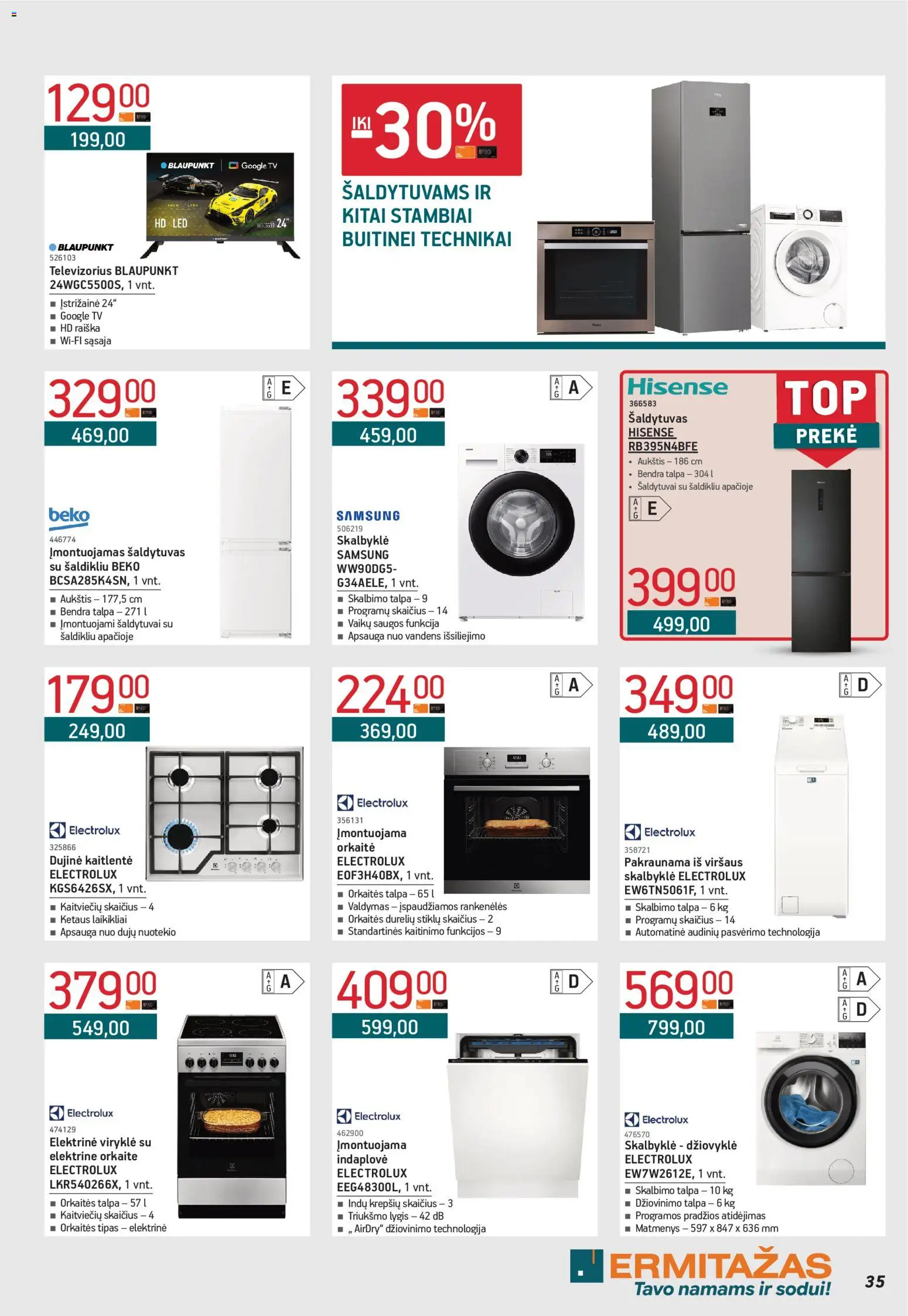 ERMITAŽAS akcijos nuo 04.05.2026 | Puslapis: 35 | Prekių: Tv, Televizorius, Šaldytuvas, Džiovyklė