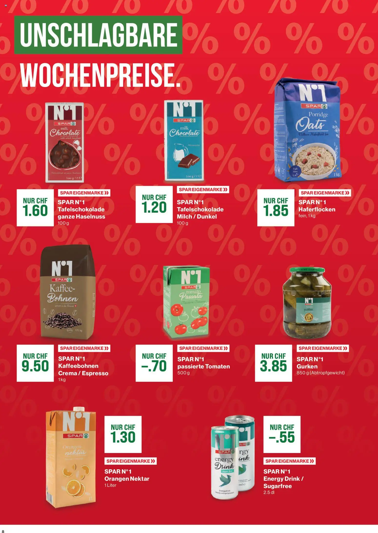 SPAR - SPAR Handels AG – gültig ab 16.04.2026 | Seite: 8 | Produkte: Milch, Kaffee, Tomaten, Gurken