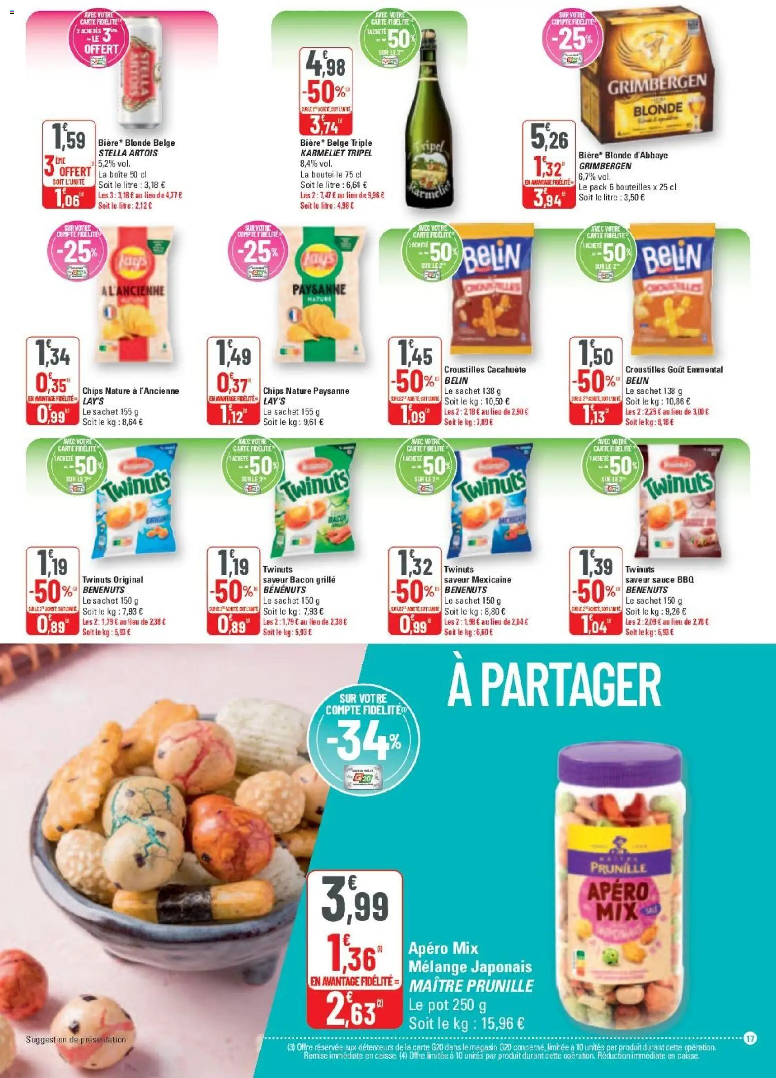 {H1} | Page: 17 | Produits: Cacahuète, Emmental, Chips