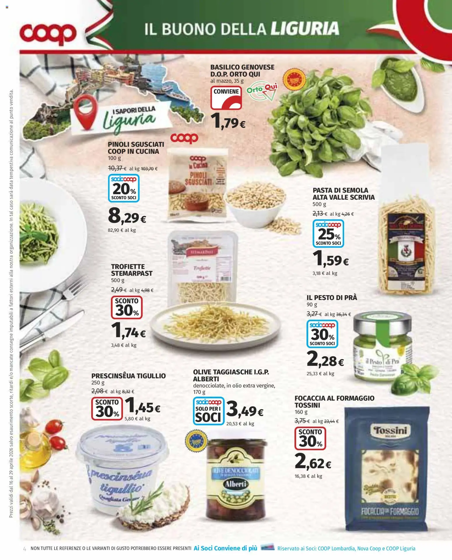 Volantino COOP del 16.04.2026 | Pagina: 4 | Prodotti: Olive, Pasta, Data, Pesto