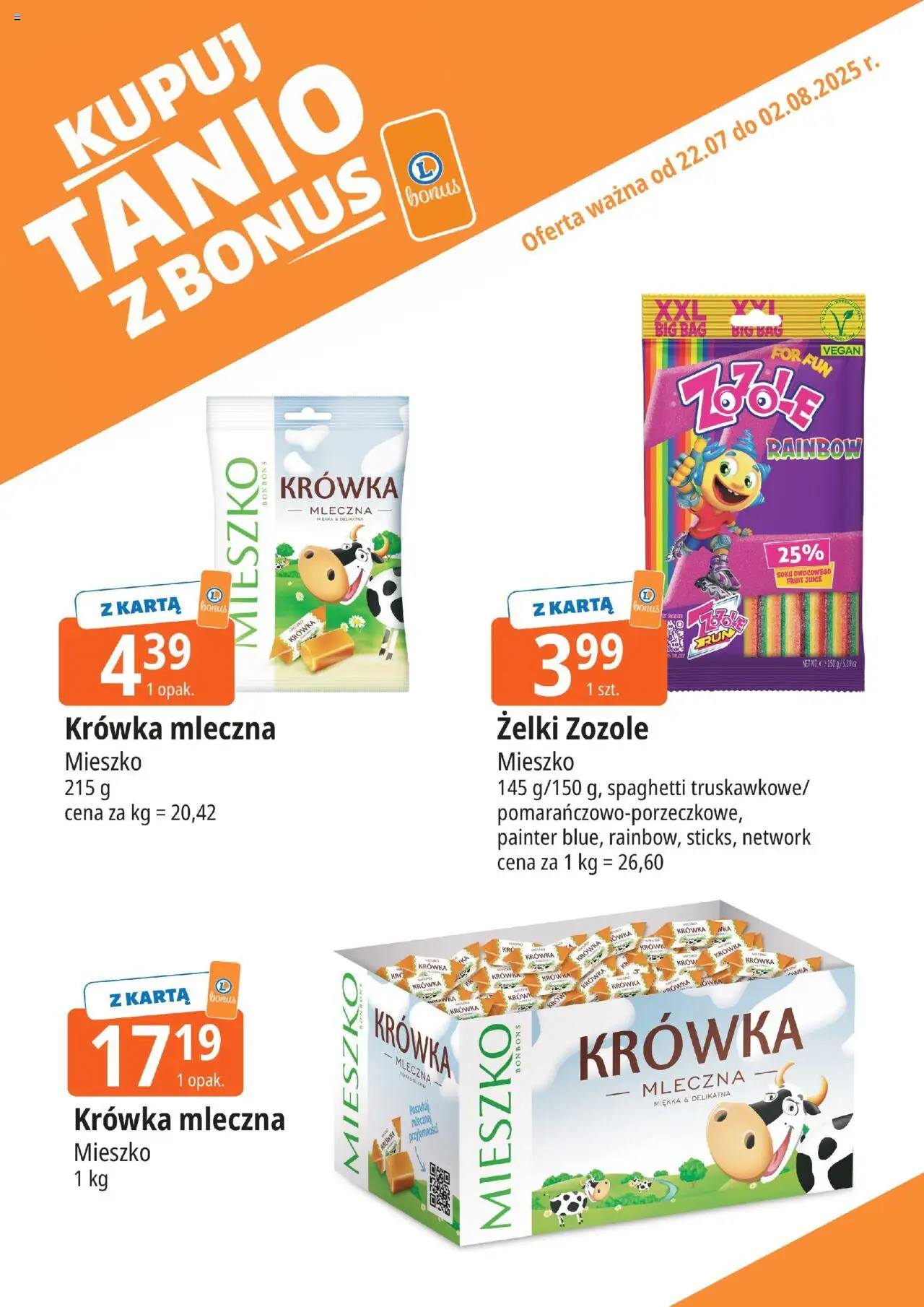 E.Leclerc Gazetka - Zamość kupony dodatkowe od 22.07.2025 | Strona: 8 | Produkty: Karta, Krowka, Żelki