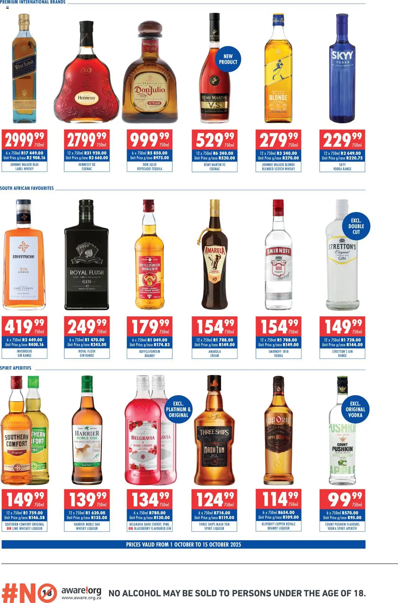 New Ultra Liquors catalogue – valid from 01.10.2025 | Page: 2 | Products: Brandy, Gin, Ensalada de quino, Lime