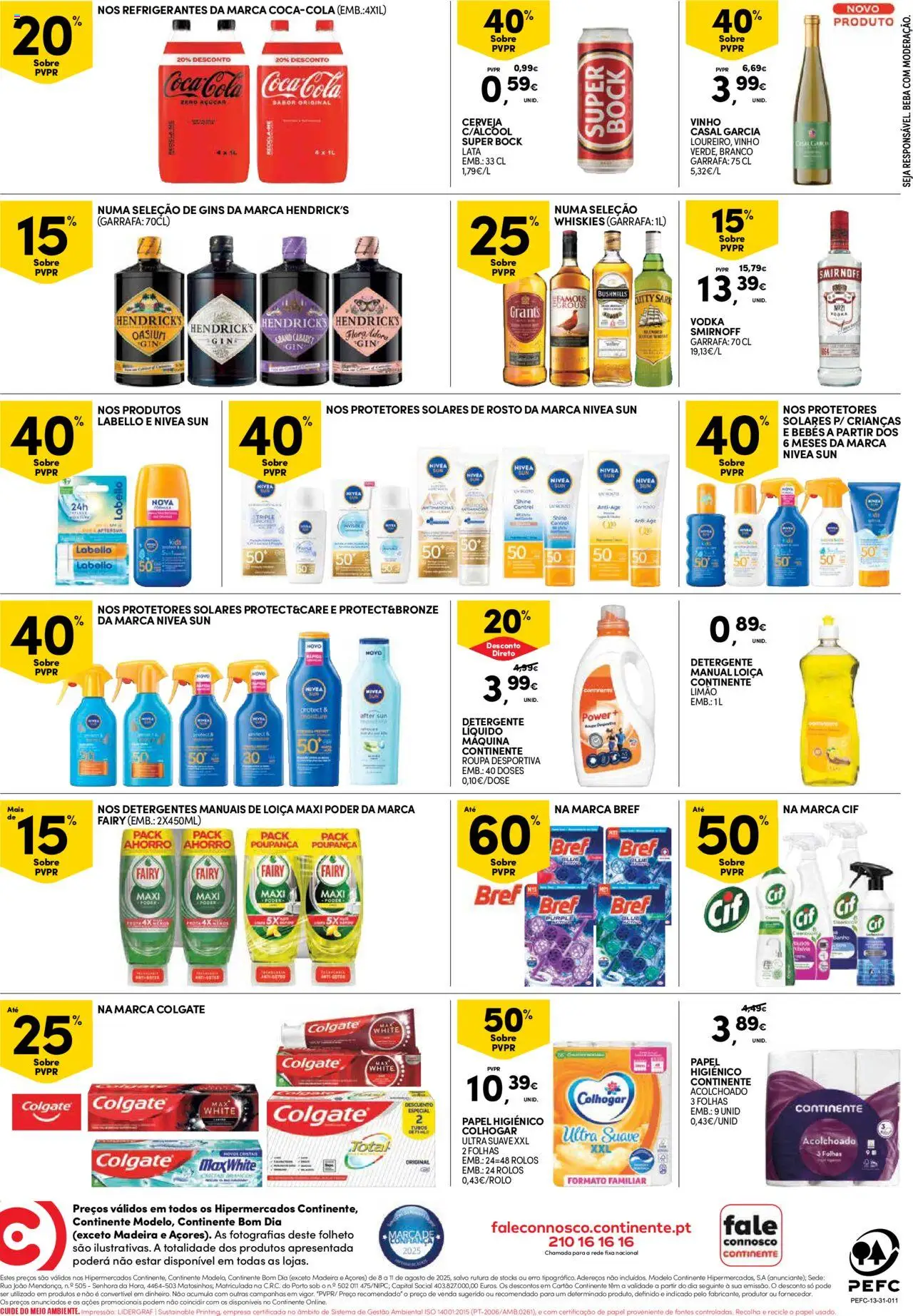 Continente - Fim de Semana │ válido de 08.08.2025 | Página: 4 | Produtos: Papel higiénico, Coca-cola, Gin, Vodka