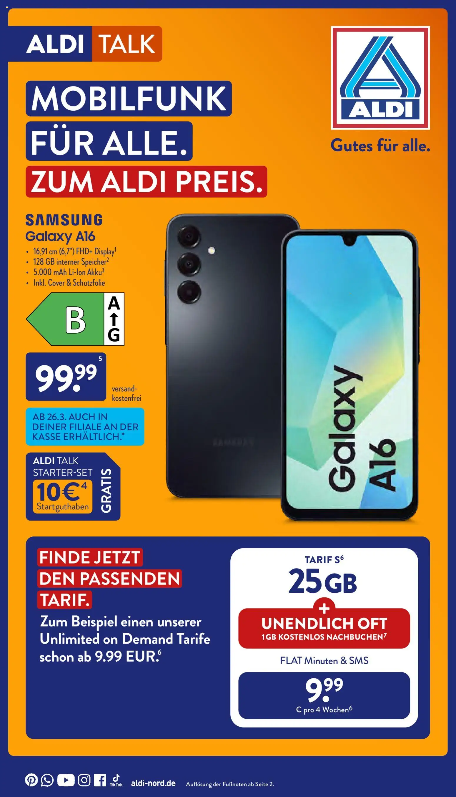 Aldi Talk Beileger – gültig ab 30.03.2026 | Seite: 1 | Produkte: Samsung