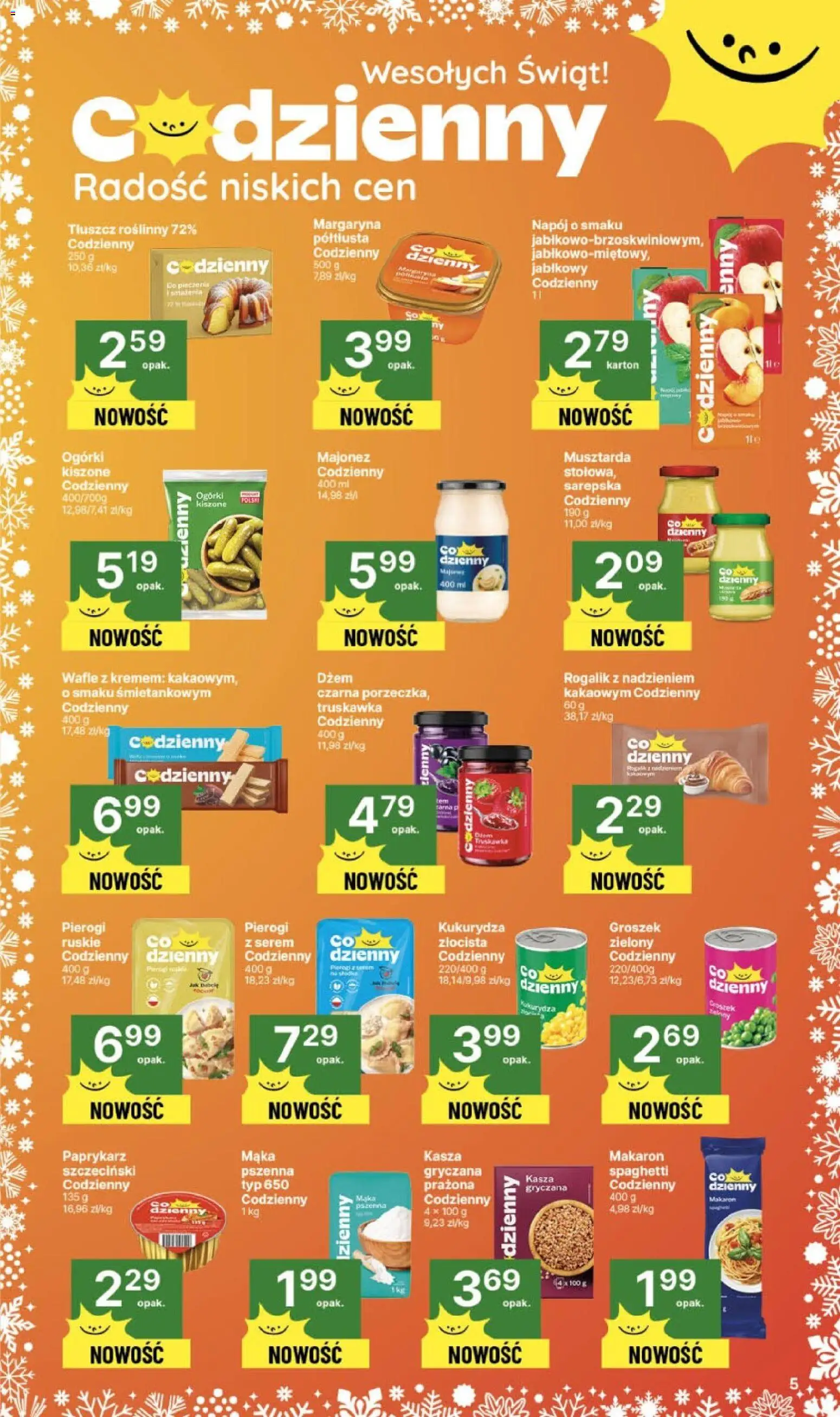 Delikatesy Centrum Gazetka - Sklepy Własne od 27.11.2025 | Strona: 5 | Produkty: Pierogi, Dżem, Makaron, Majonez