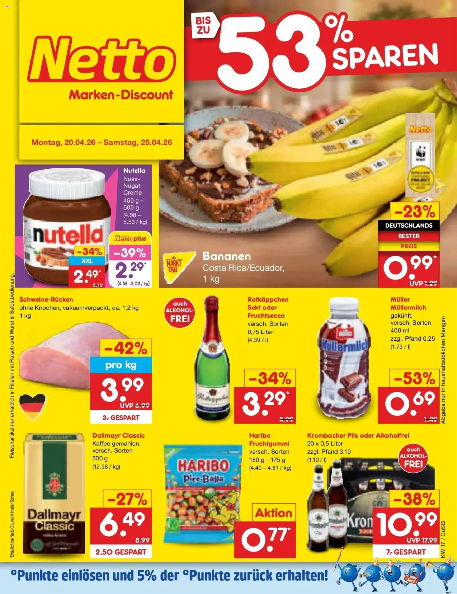 Netto Marken-Discount Prospekt Machern	 – gültig ab 20.04.2026 | Seite: 1 | Produkte: Kaffee, Pils, Bananen, Dallmayr