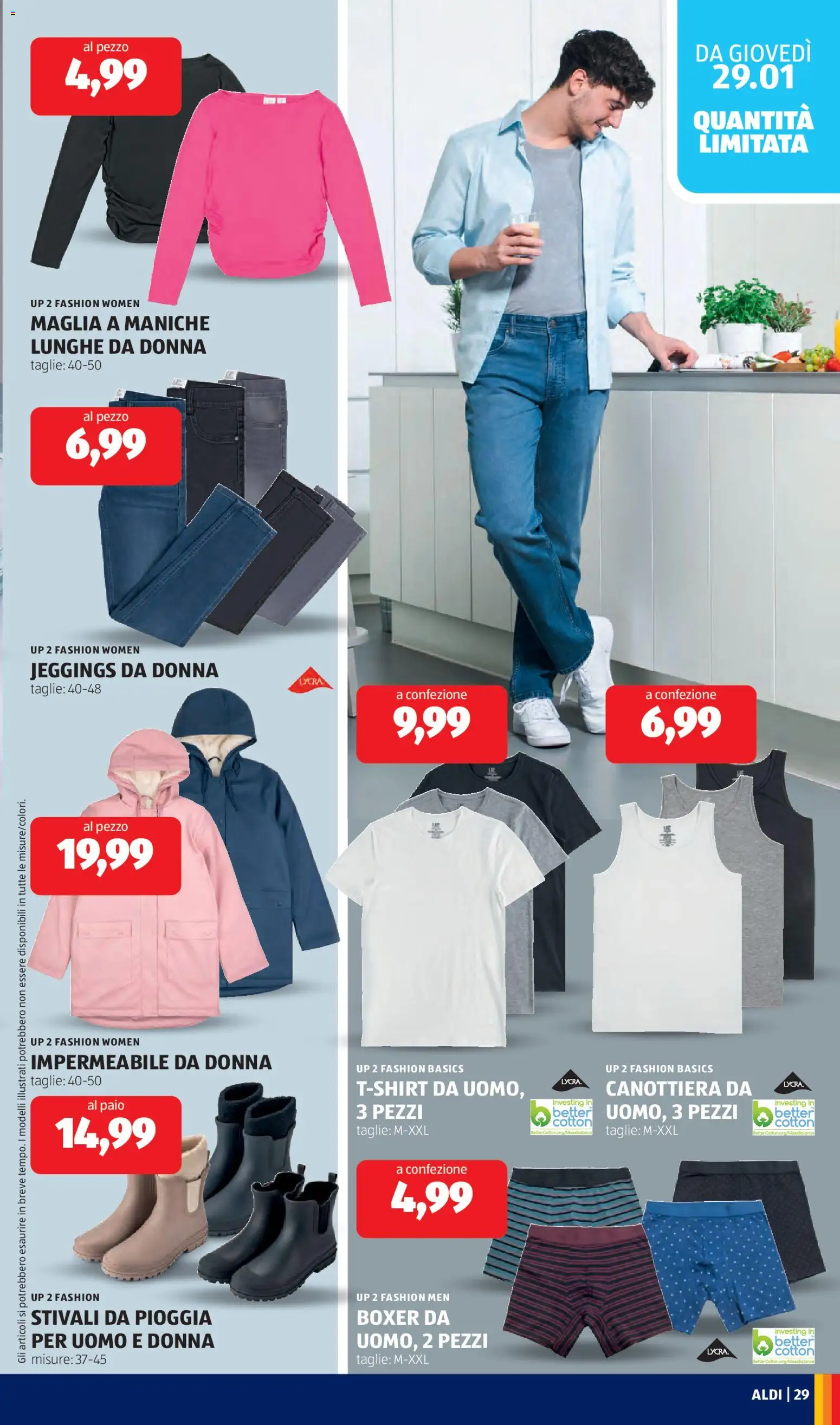 Volantino Aldi del 26.01.2026 | Pagina: 29 | Prodotti: Boxer, Stivali, Top, T-shirt