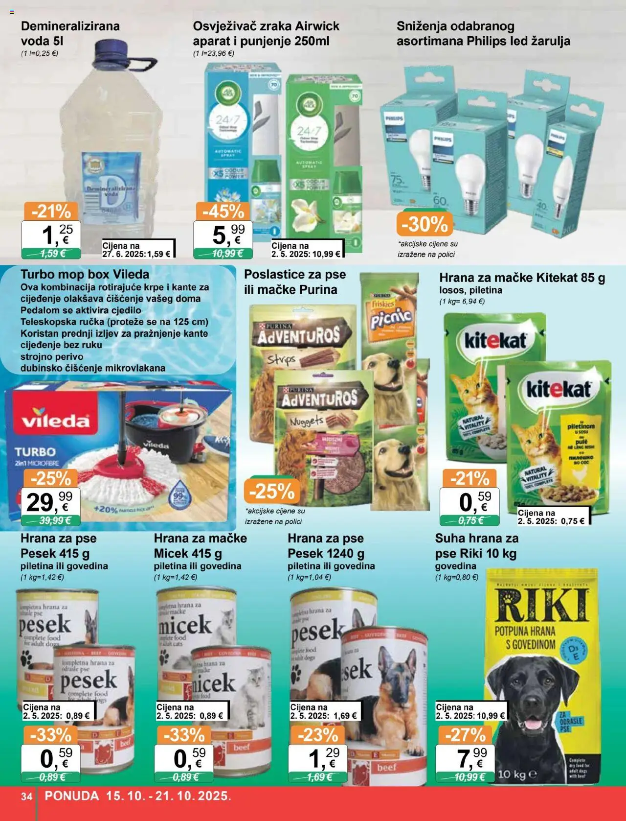 KTC katalog | vrijedi od 15.10.2025 | Stranica: 34 | Proizvodi: Piletina, Hrana za pse, Mop, Vileda