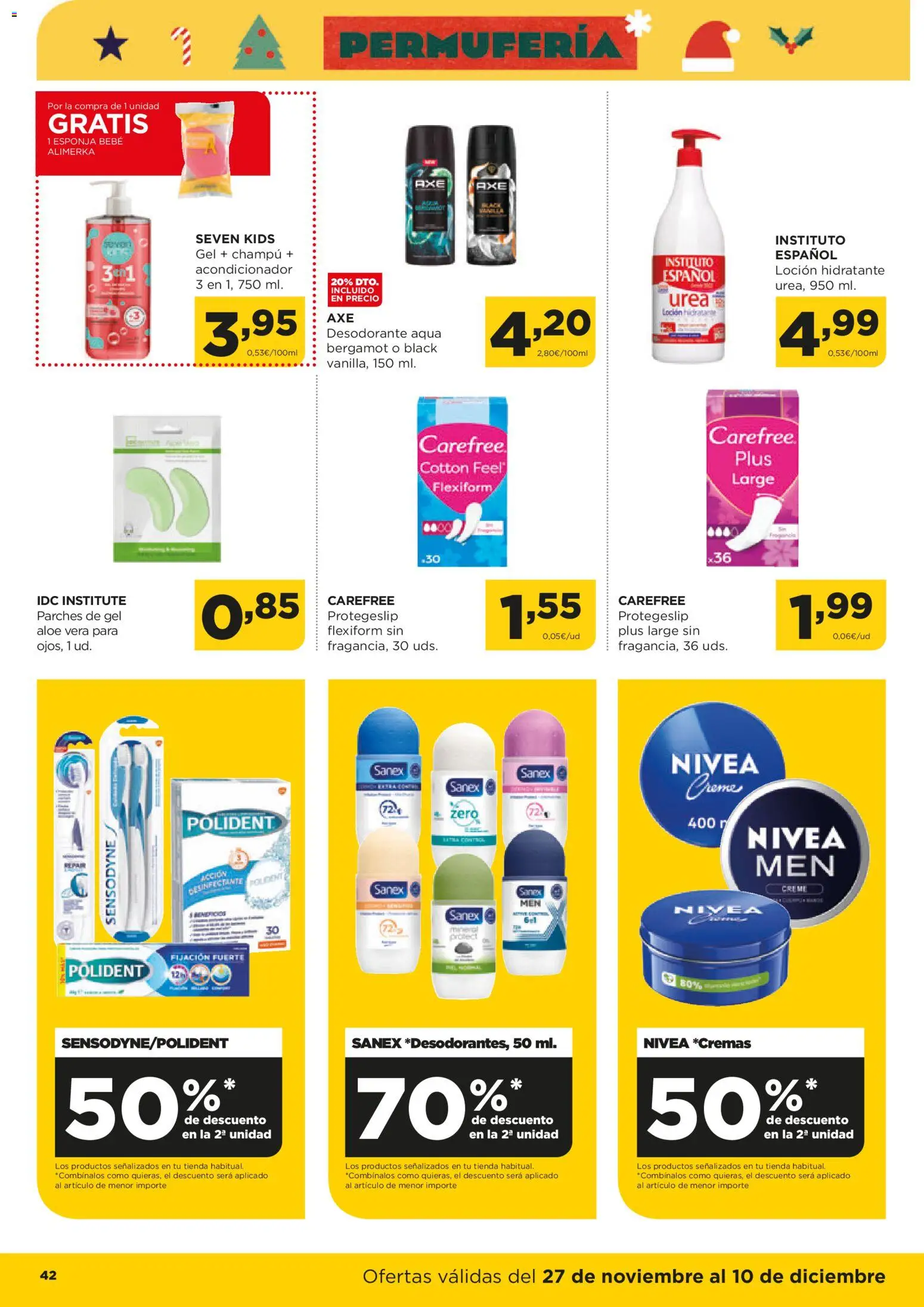 Alimerka folleto Asturias │ válido desde el 27.11.2025 | Página: 42 | Productos: Esponja, Champú, Acondicionador, Desodorante