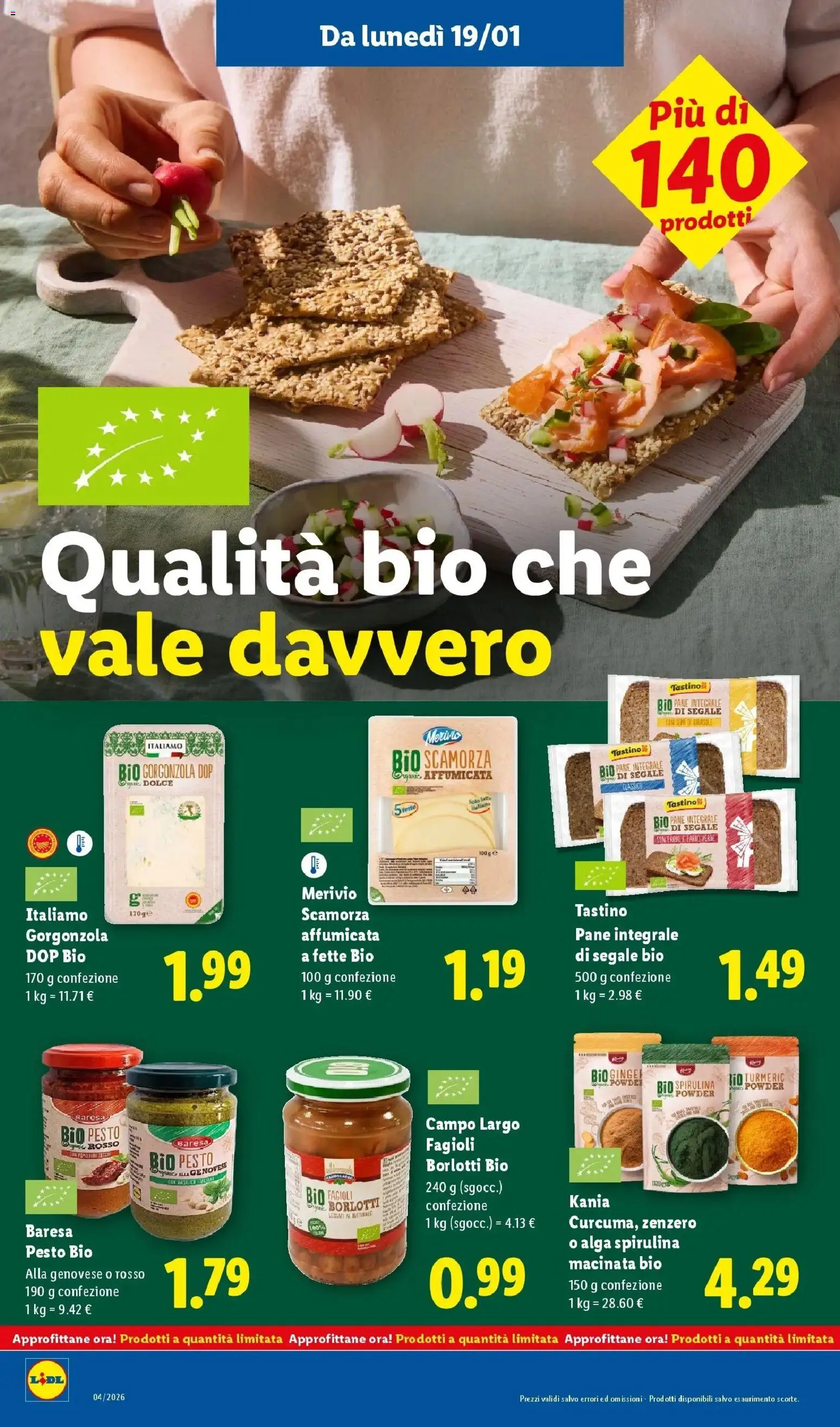 Volantino Lidl del 19.01.2026 | Pagina: 18 | Prodotti: Fagioli, Pesto, Gorgonzola, Farro